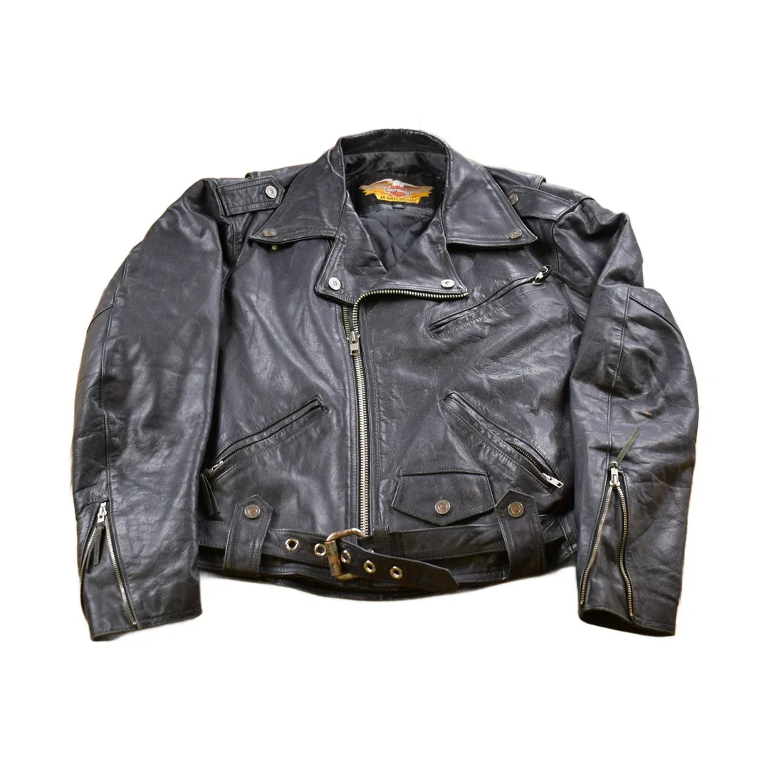 Vintage 1990s Harley Davidson Leather Biker Jacket Men's Large