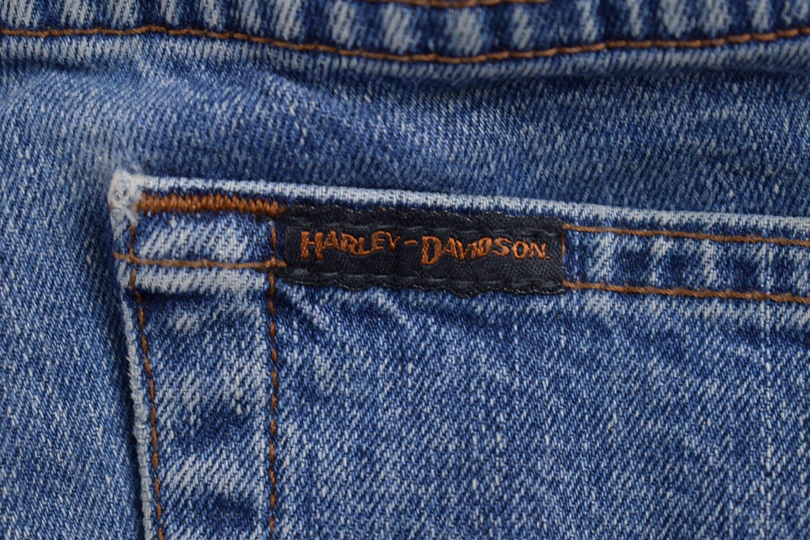 Vintage 1990s Harley Davidson Mid Wash Denim Jeans Men's 32 x 33 - Image 6