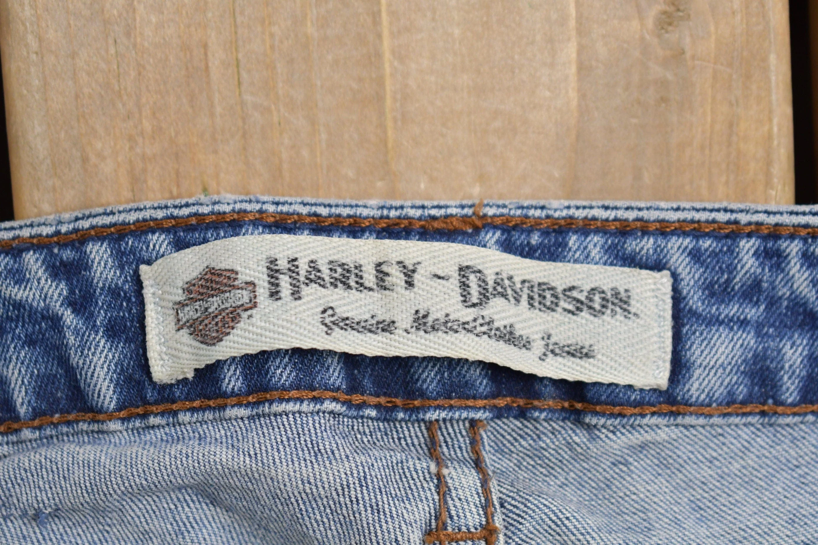 Vintage 1990s Harley Davidson Mid Wash Denim Jeans Men's 32 x 33 - Image 7