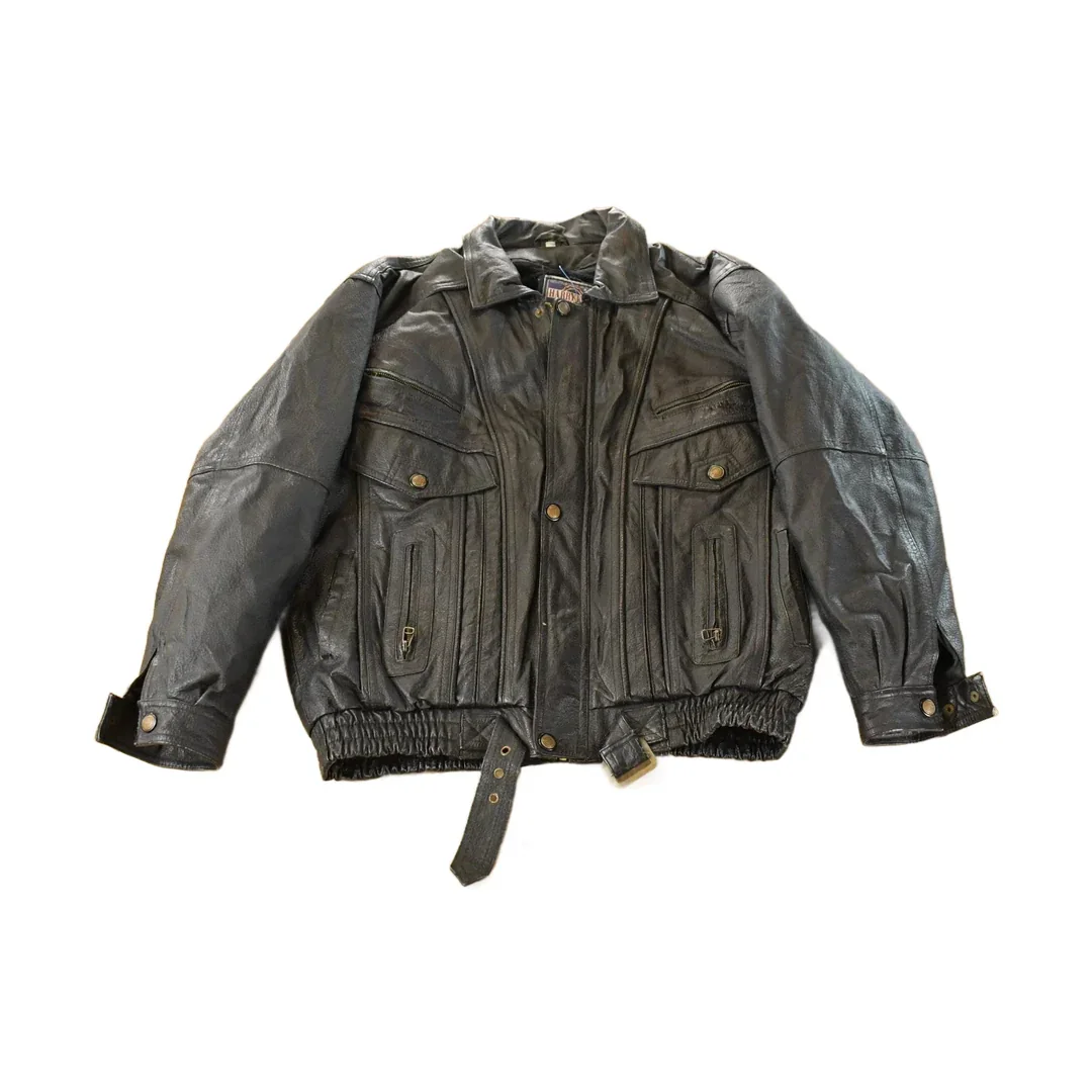 Vintage 1990s Harry Kayn Leather Biker Jacket Men's 2XL
