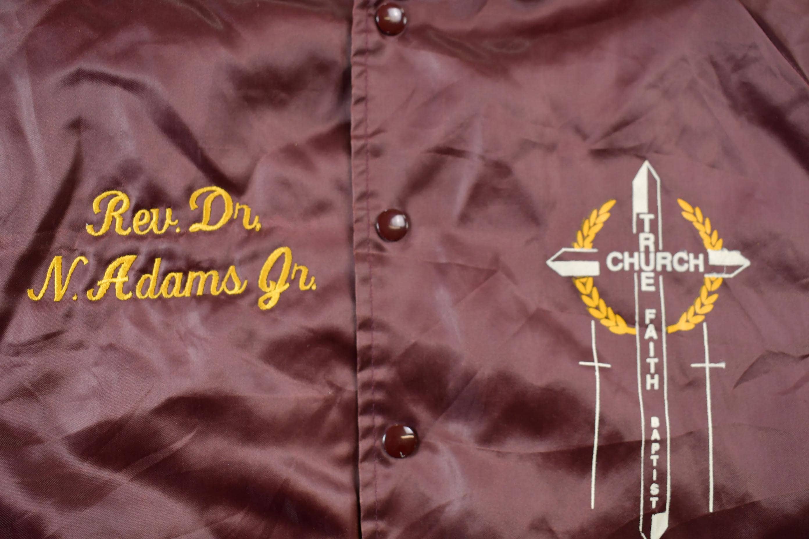Vintage 1990s Hartwell Religious Satin Bomber Jacket Men's 2XL - Image 5