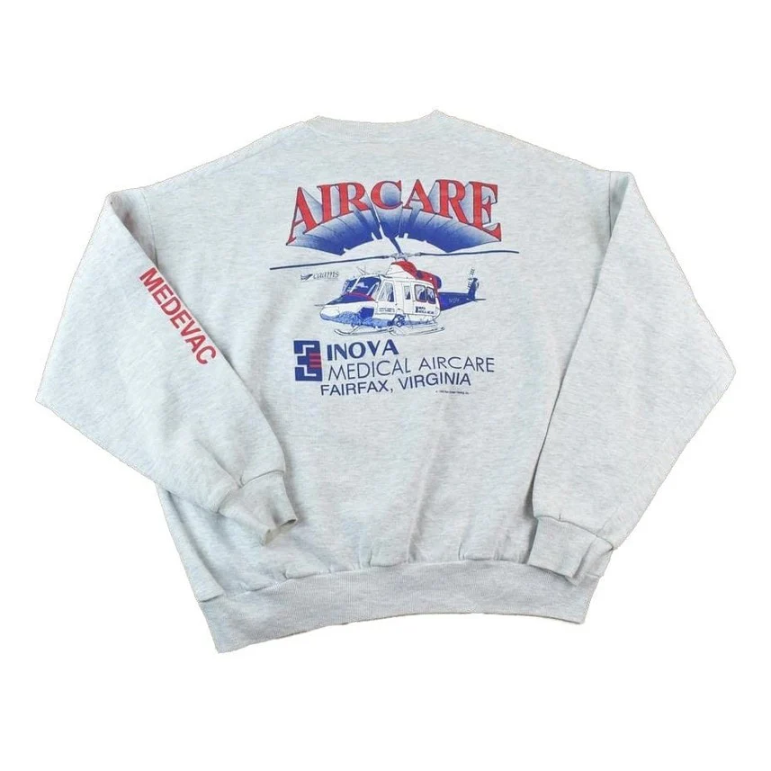 Vintage 1990s Helicopter Air Care Crewneck Sweatshirt Made In USA Men's XL