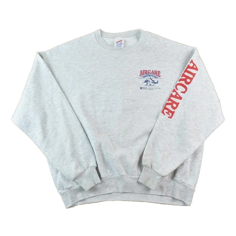 Vintage 1990s Helicopter Air Care Crewneck Sweatshirt Made In USA Men's XL - Image 2