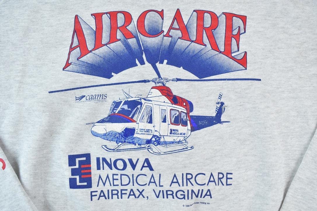 Vintage 1990s Helicopter Air Care Crewneck Sweatshirt Made In USA Men's XL - Image 3