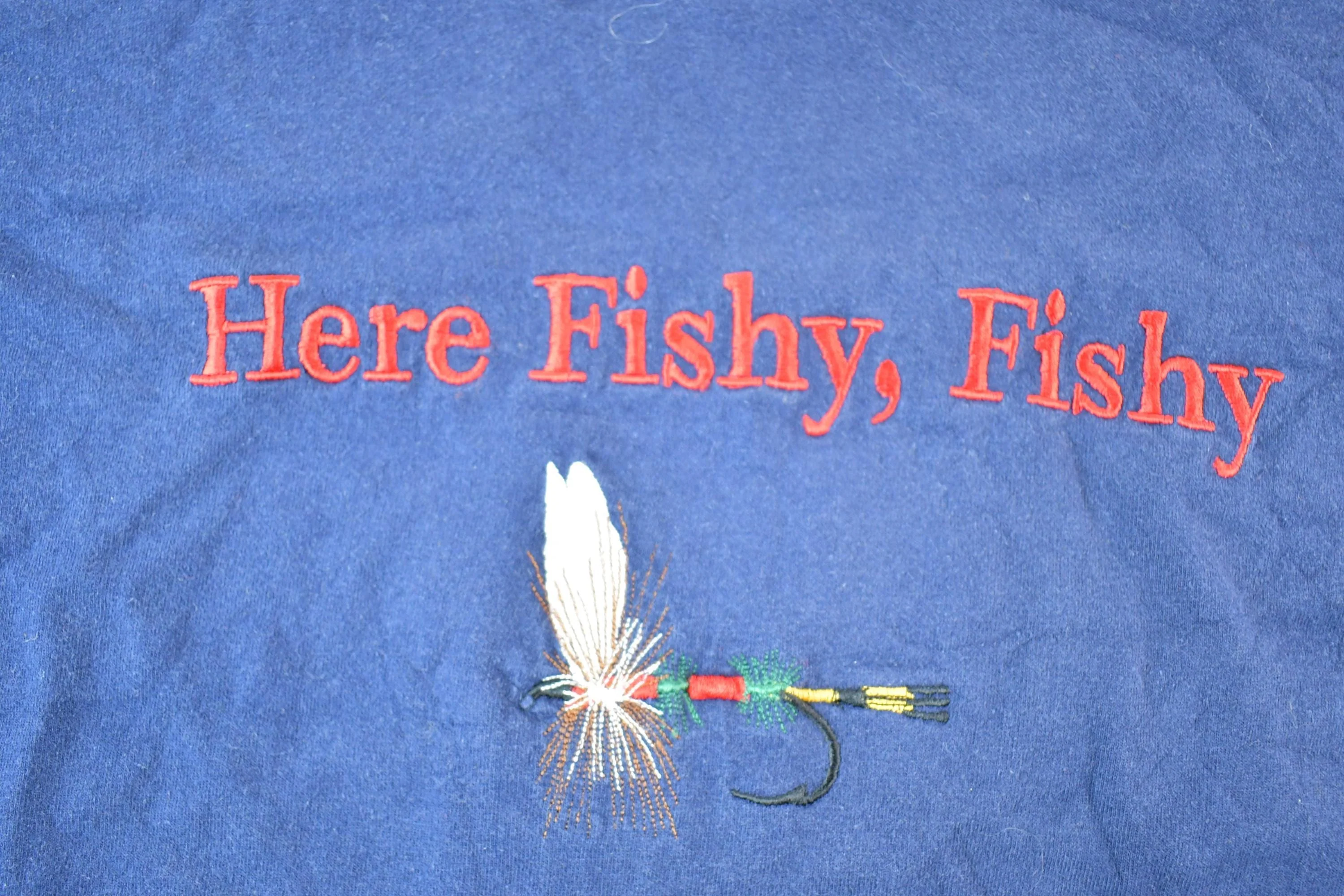 Vintage 1990s Here Fishy Fishy Souvenir Fishing T-Shirt Mens XL - Image 3