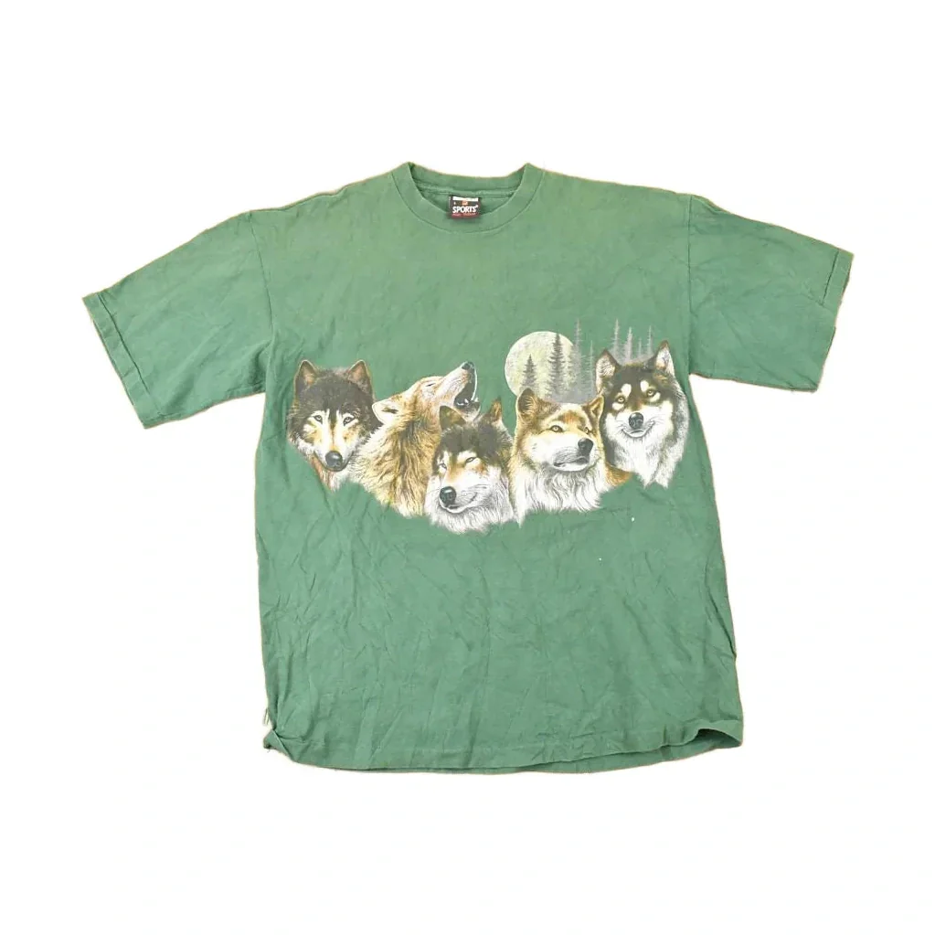 Vintage 1990s Howling Wolves Outdoorsman Souvenir T-Shirt Men's M
