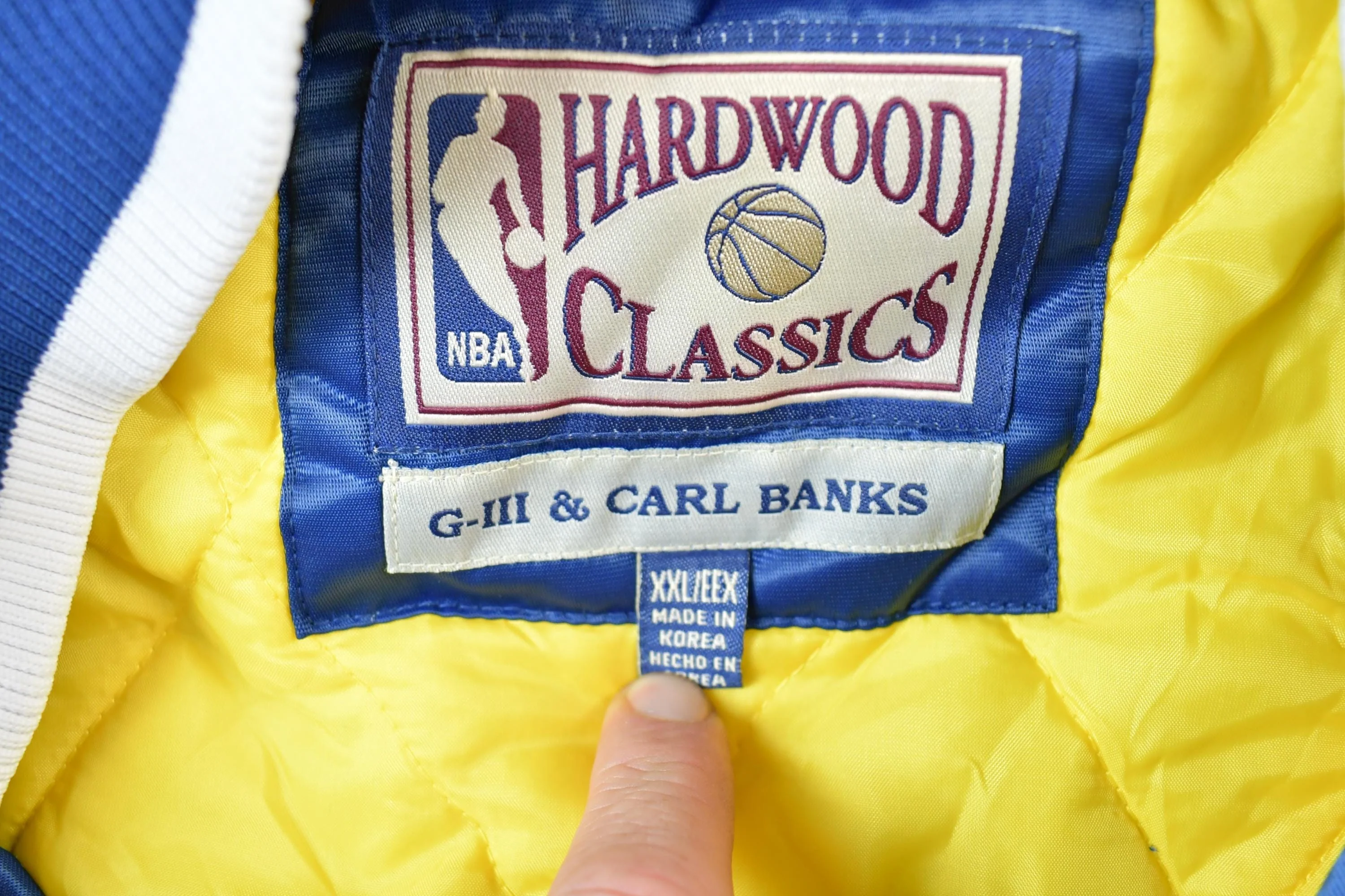 Vintage 1990s Indiana Pacers NBA Hardwood Classics Puffer Bomber Basketball Warm Up Jacket Men's 2XL - Image 3