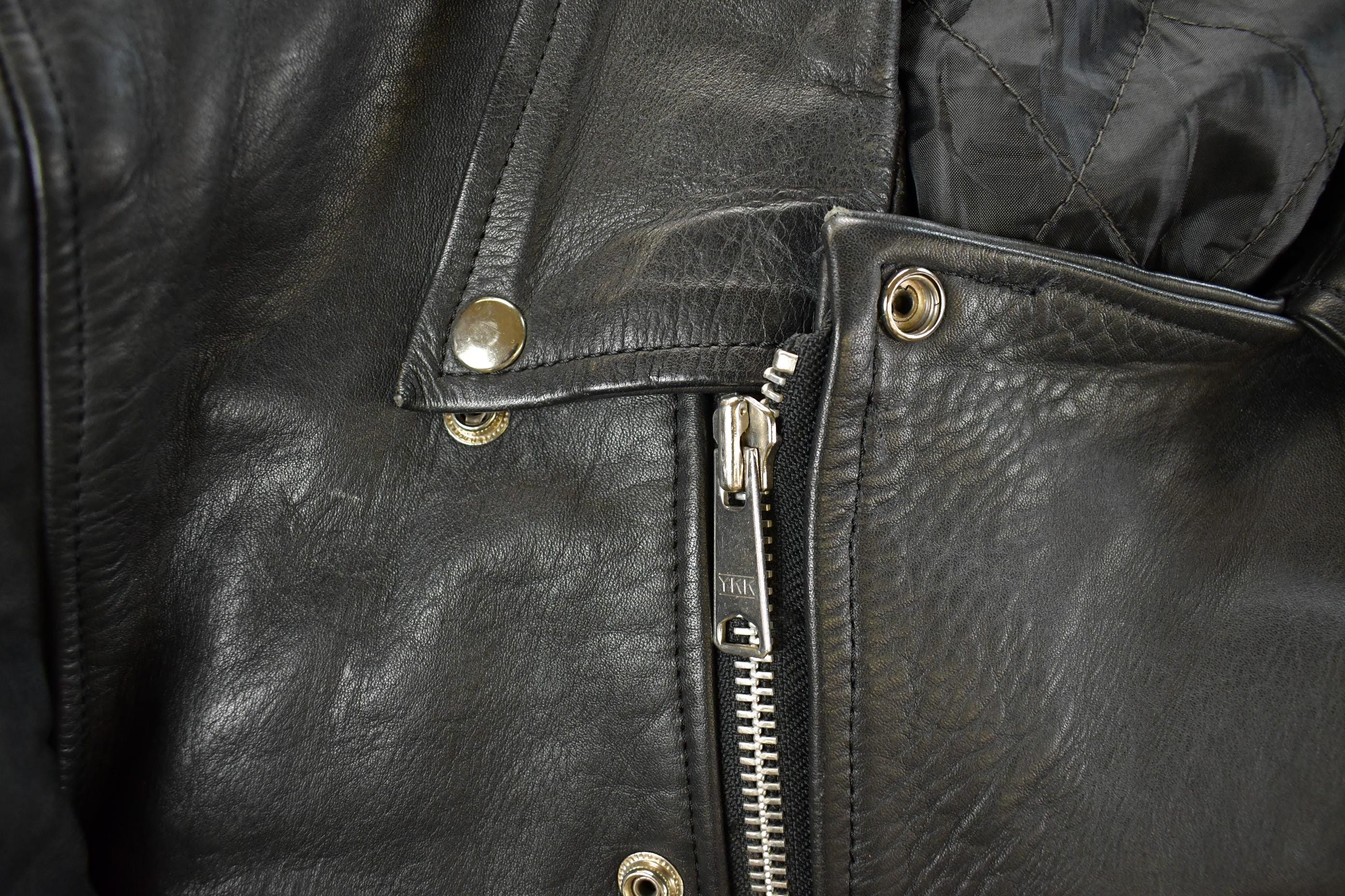Vintage 1990s Jarvis Bond Leather Biker Jacket Men's Large - Image 4