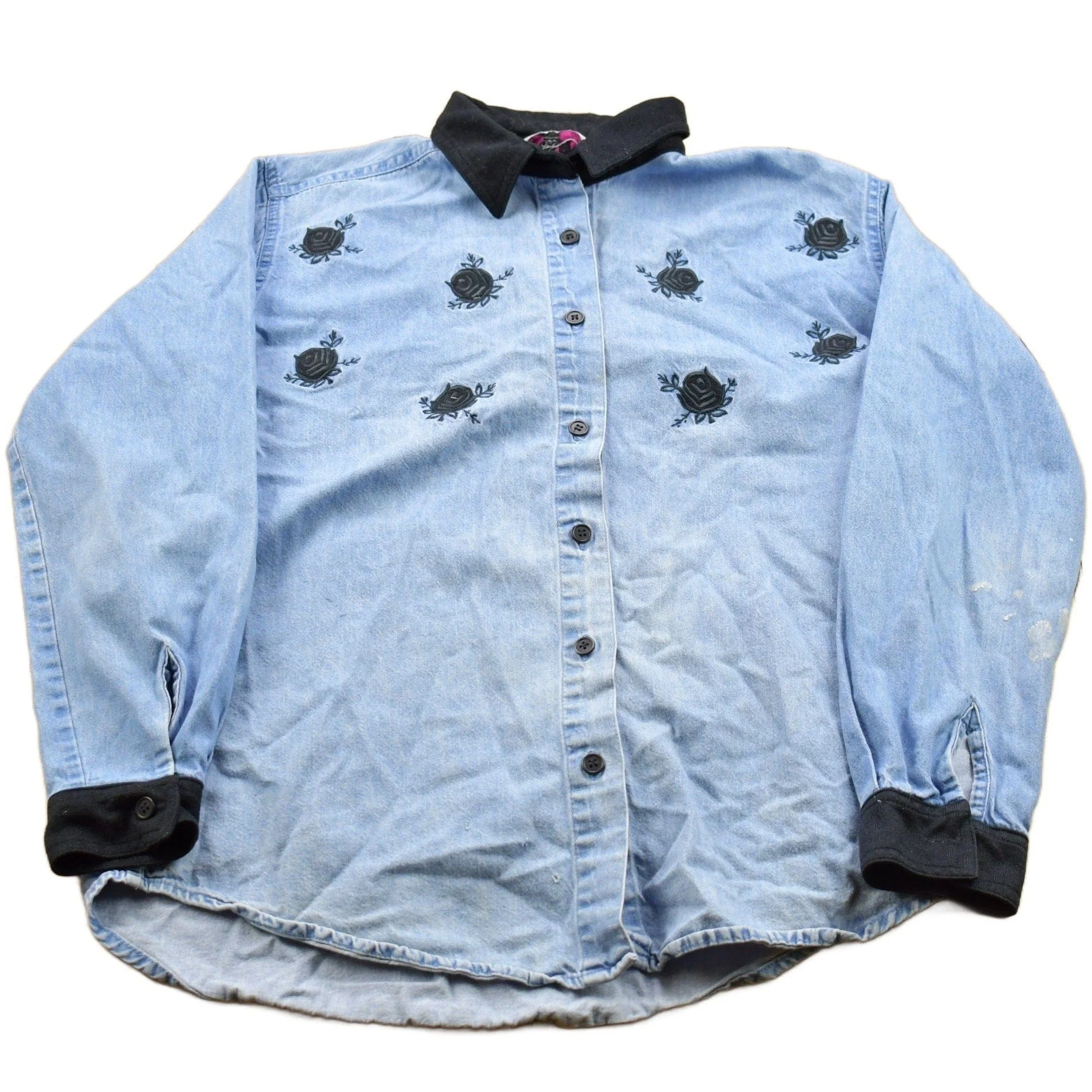Vintage 1990s Jean Floral Theme Button Up Shirt Men's Small