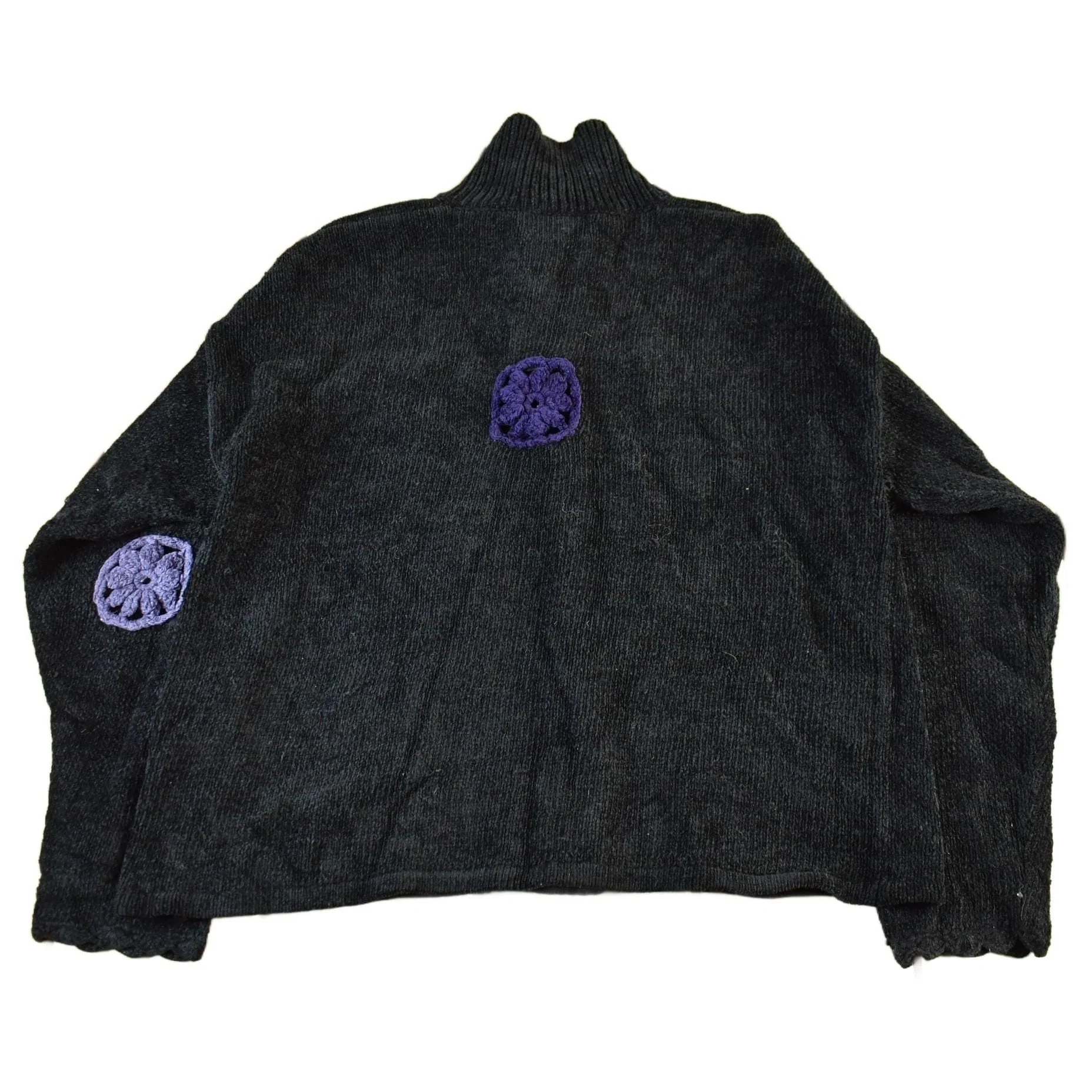 Vintage 1990s Jeffrey Todd Knit Floral Cardigan Sweater Women's Medium - Image 2