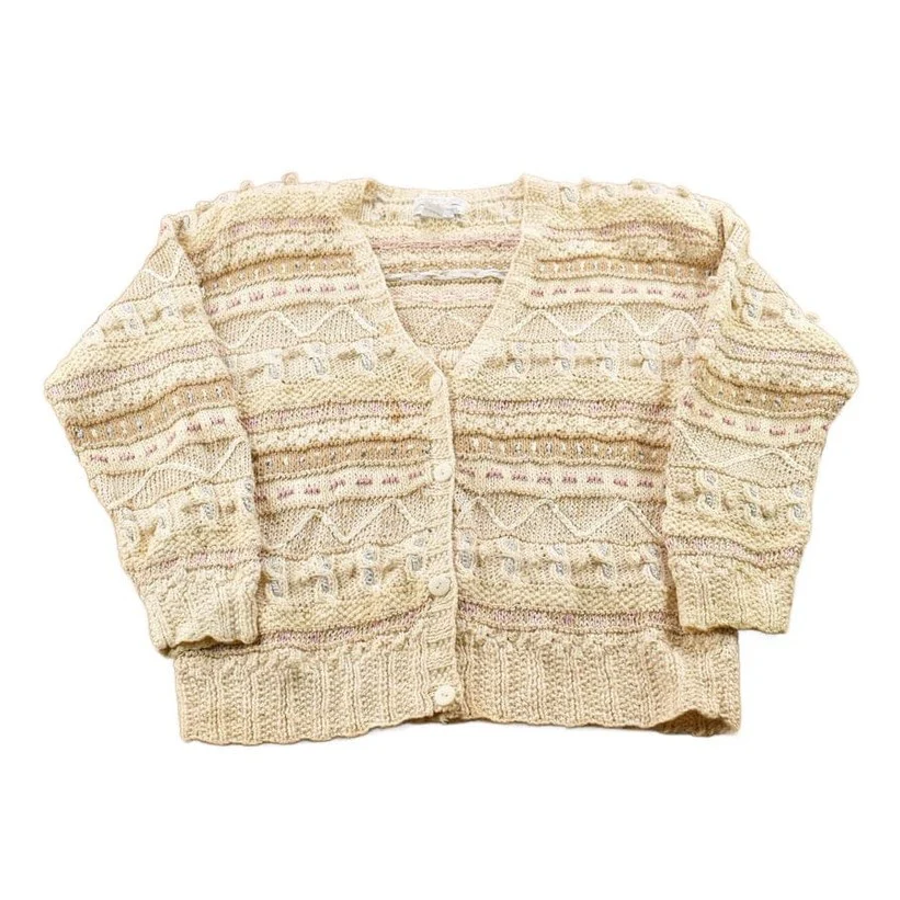 Vintage 1990s Jennifer Reed Hand Knit Cardigan Sweater Women's M