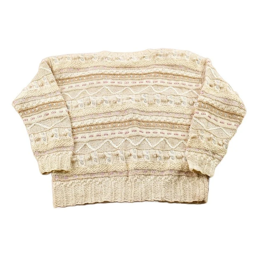 Vintage 1990s Jennifer Reed Hand Knit Cardigan Sweater Women's M - Image 2