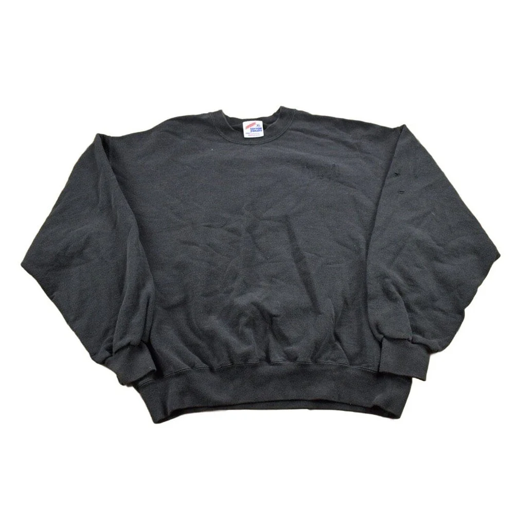 Vintage 1990s Jerzees Blank Black Crewneck Sweatshirt Men's Large