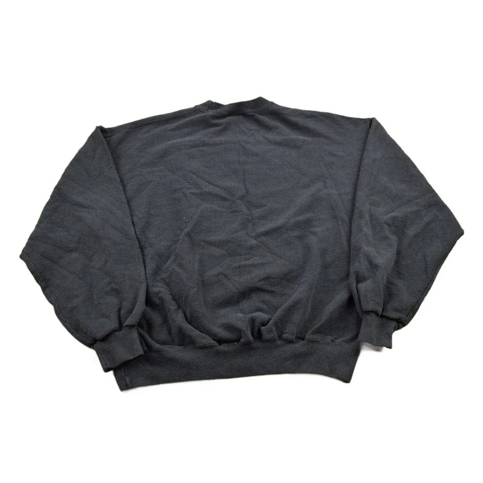 Vintage 1990s Jerzees Blank Black Crewneck Sweatshirt Men's Large - Image 2