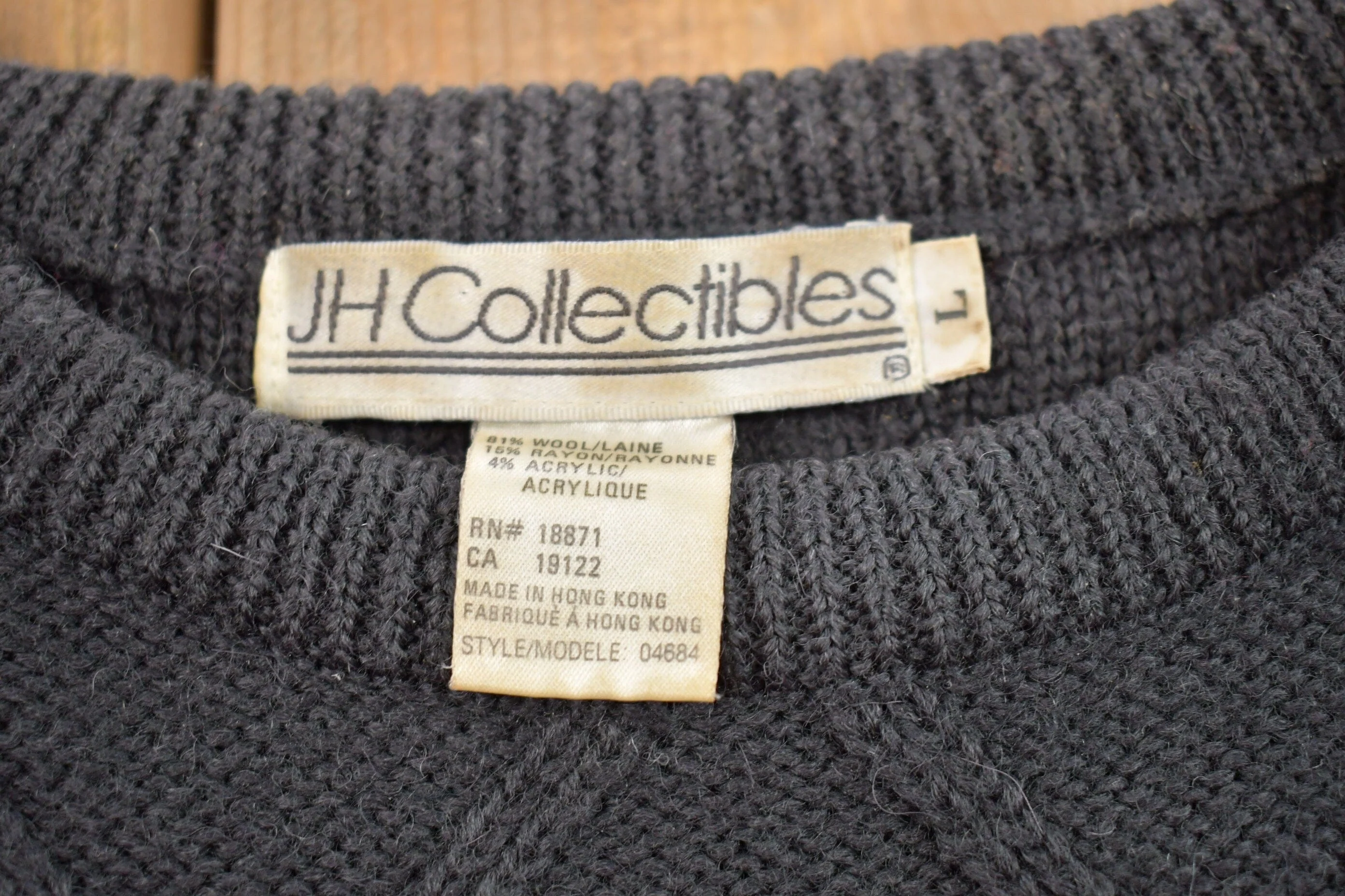 Vintage 1990s JH Collectibles Wool Knitted Crewneck Sweater Men's Small - Image 3