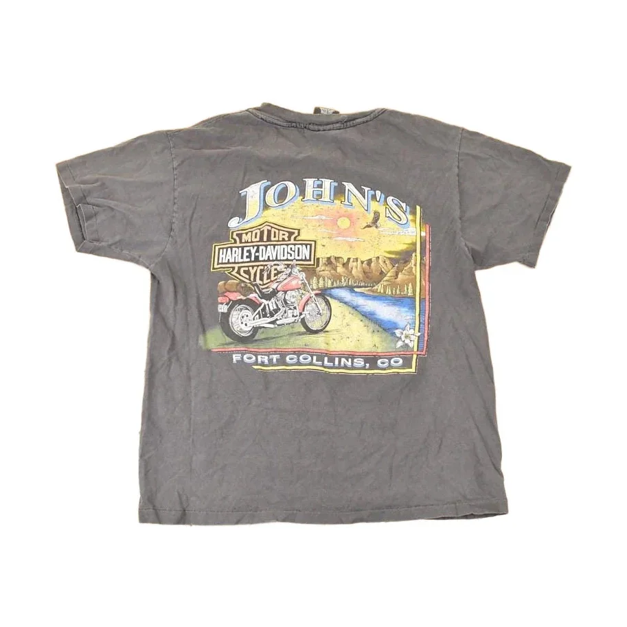 Vintage 1990s John's Fort Collins Harley Davidson Motorcycles Biker T-Shirt Men's M
