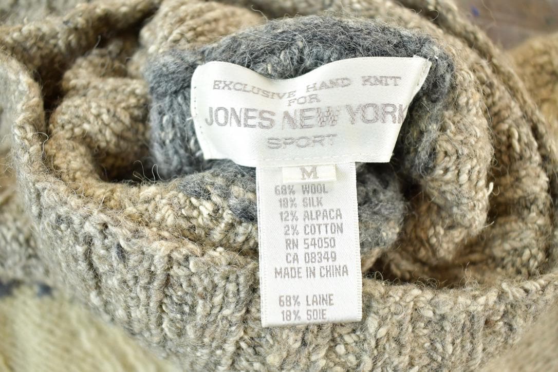 Vintage 1990s Jones New York Knit Abstract Pattern Crewneck Sweater Mens XL - Image 3