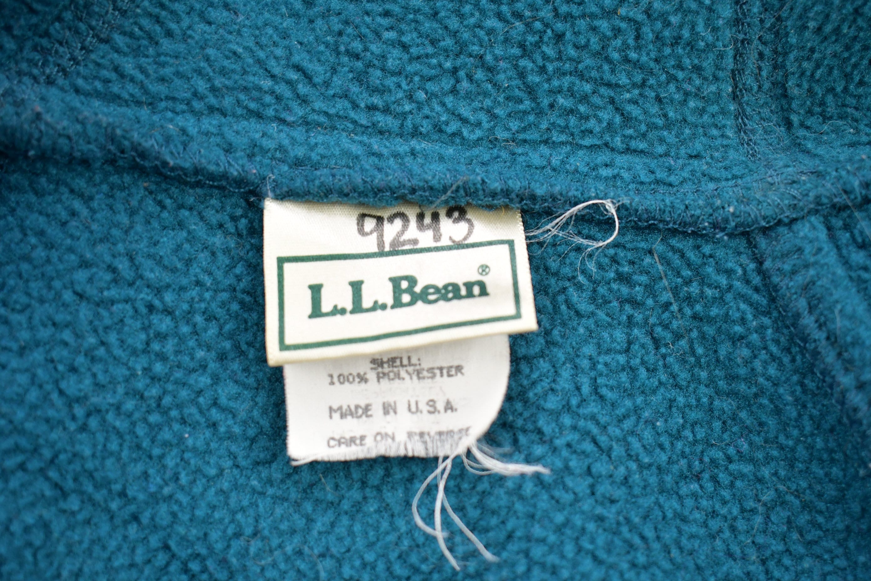 Vintage 1990s L.L. Bean Turquoise Fleece Hoodie Men's 2XS - Image 5