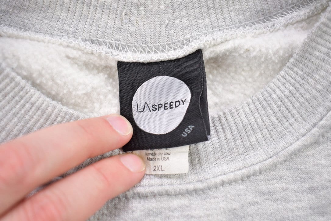 Vintage 1990s LA Speedy Blank Grey Crewneck Sweatshirt Men's 2XL - Image 3