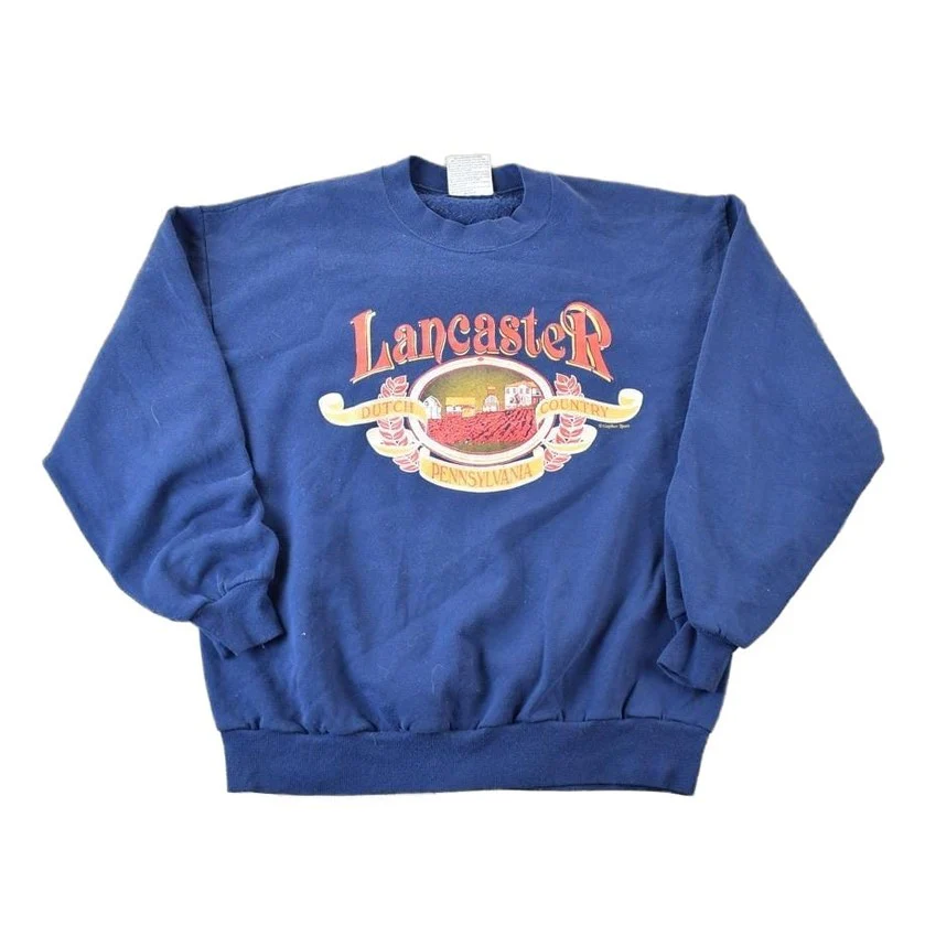 Vintage 1990s Lancaster Pennsylvania Souvenir Crewneck Sweatshirt Made In USA Men's XL