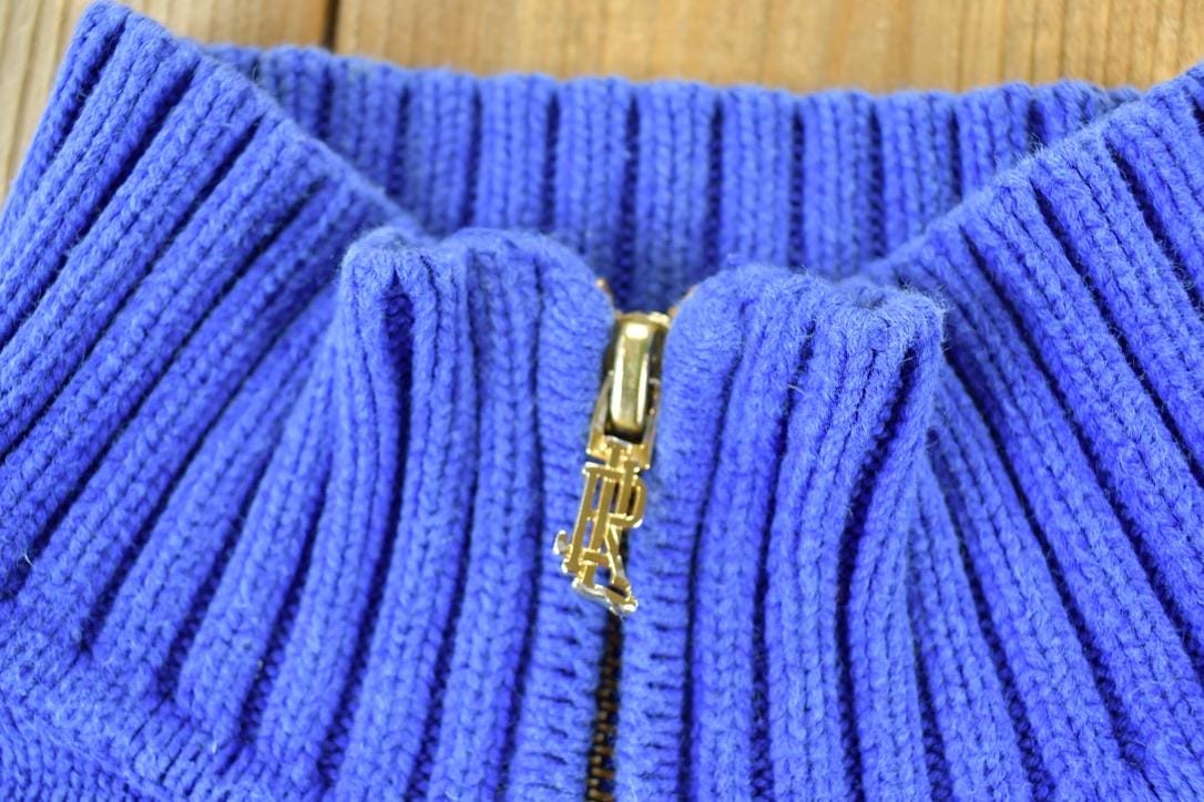 Vintage 1990s Lauren Cable Knit Mockneck Sweater Men's Large - Image 4