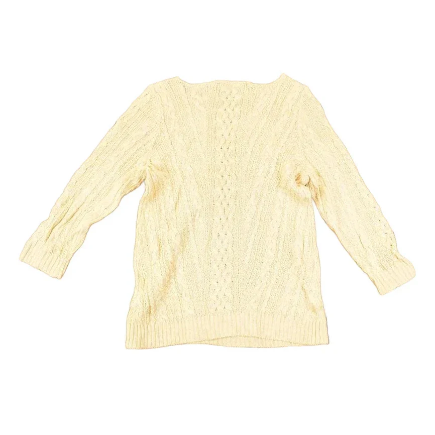 Vintage 1990s Lauren Ralph Lauren Petit Loose Cable Knit Linen Sweater Women's S - Image 2