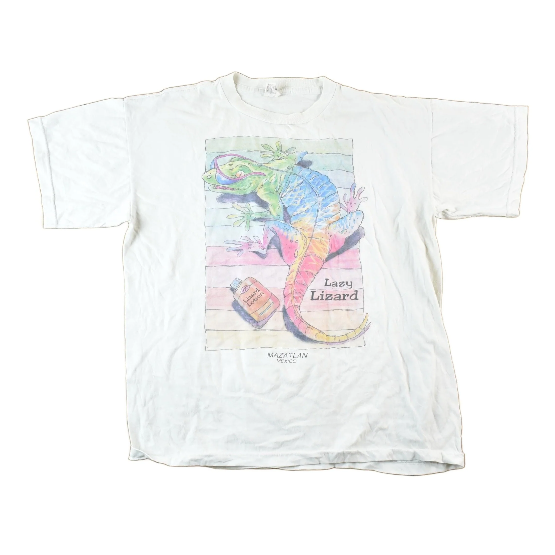 Vintage 1990s Lazy Lizard Lotion Souvenir Mazatlan T Shirt Mens L