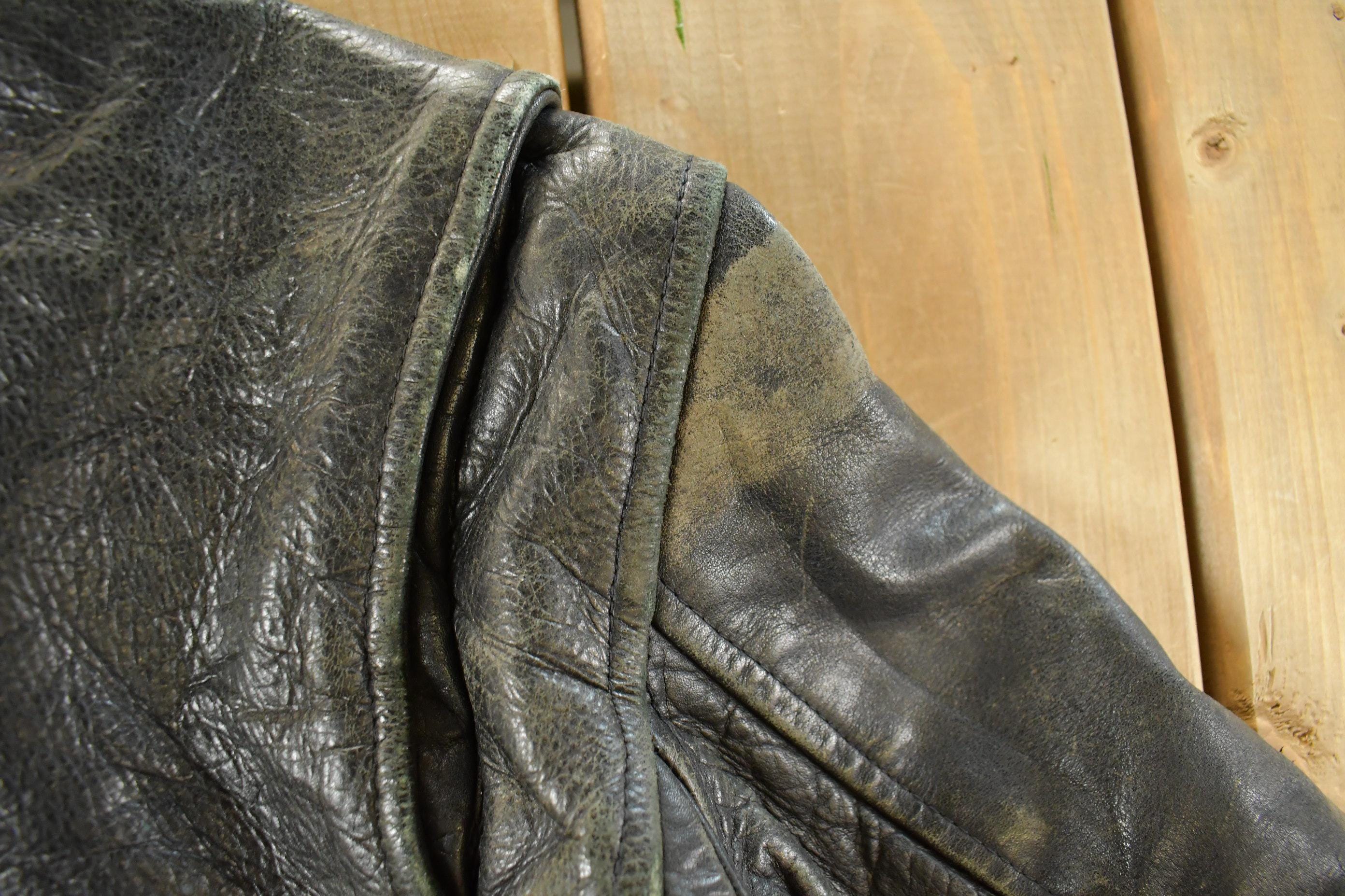 Vintage 1990s Leather Biker Jacket Men's Small - Image 3