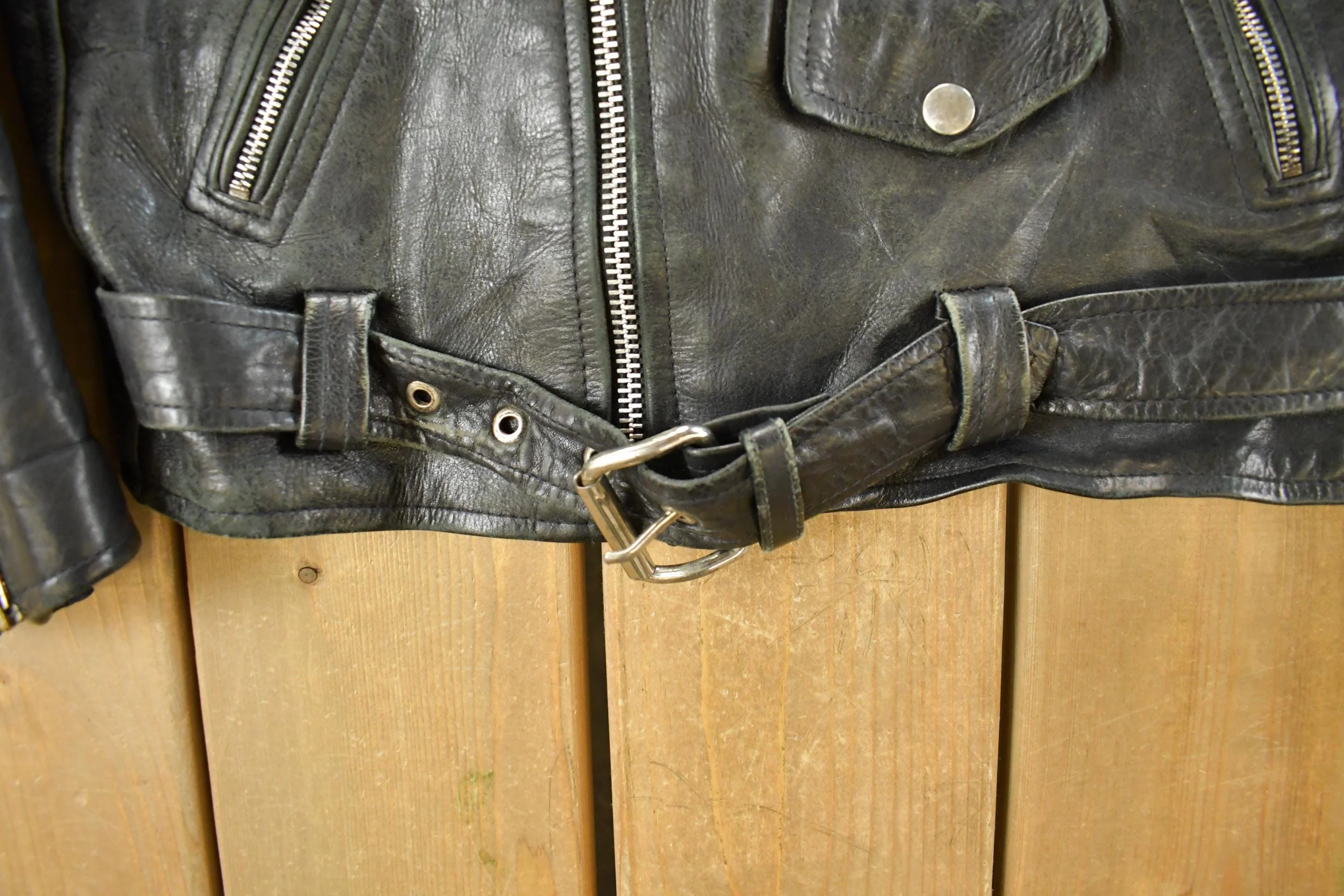 Vintage 1990s Leather Biker Jacket Men's Small - Image 5