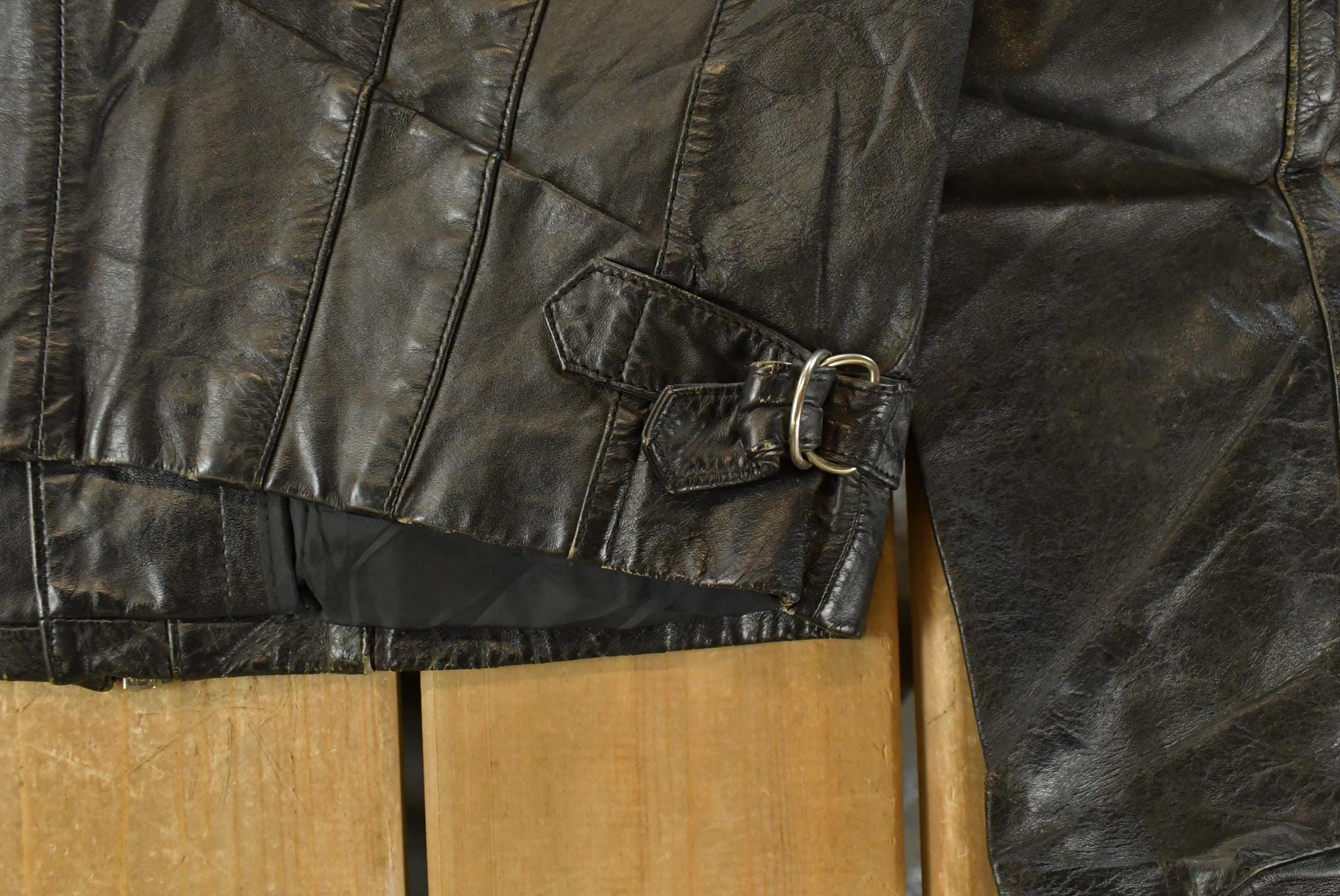 Vintage 1990s Leather Biker Jacket Women's Medium - Image 5