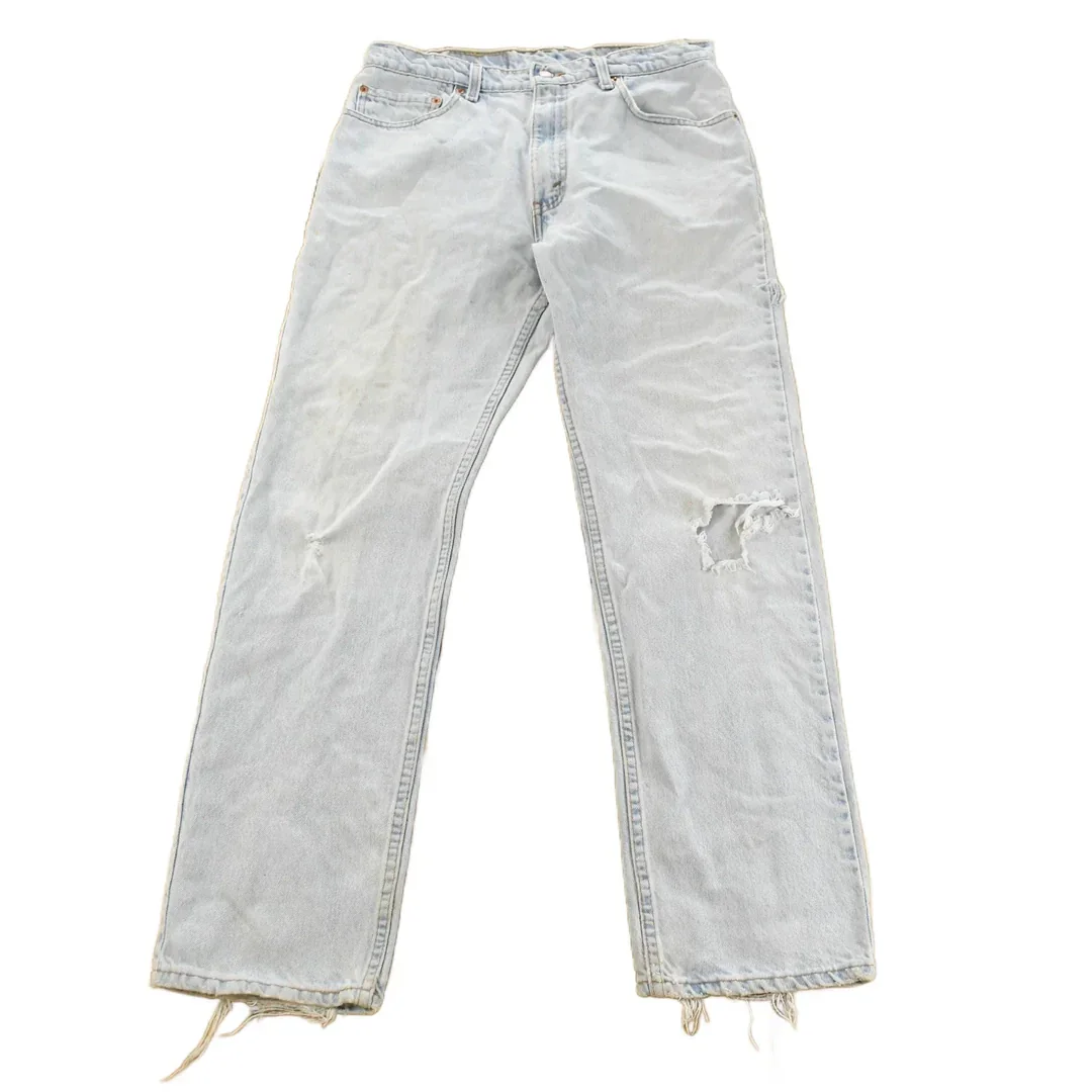 Vintage 1990s Levi's 505 Regular Straight Fit Distressed Denim Jeans Men's 32 x 31