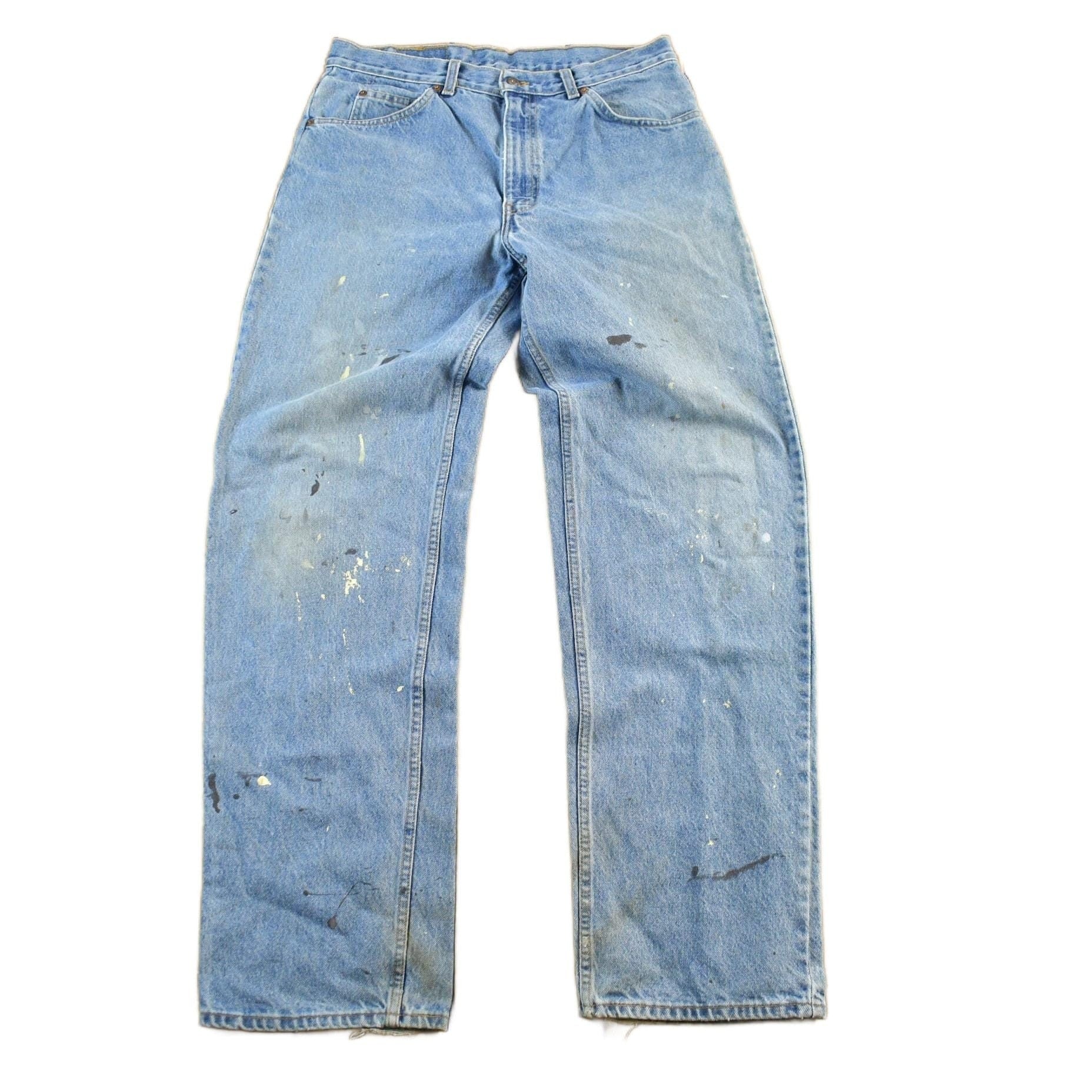 Vintage 1990s Levi's Paint Distressed Orange Tab Denim Jeans Men's 34 x 34