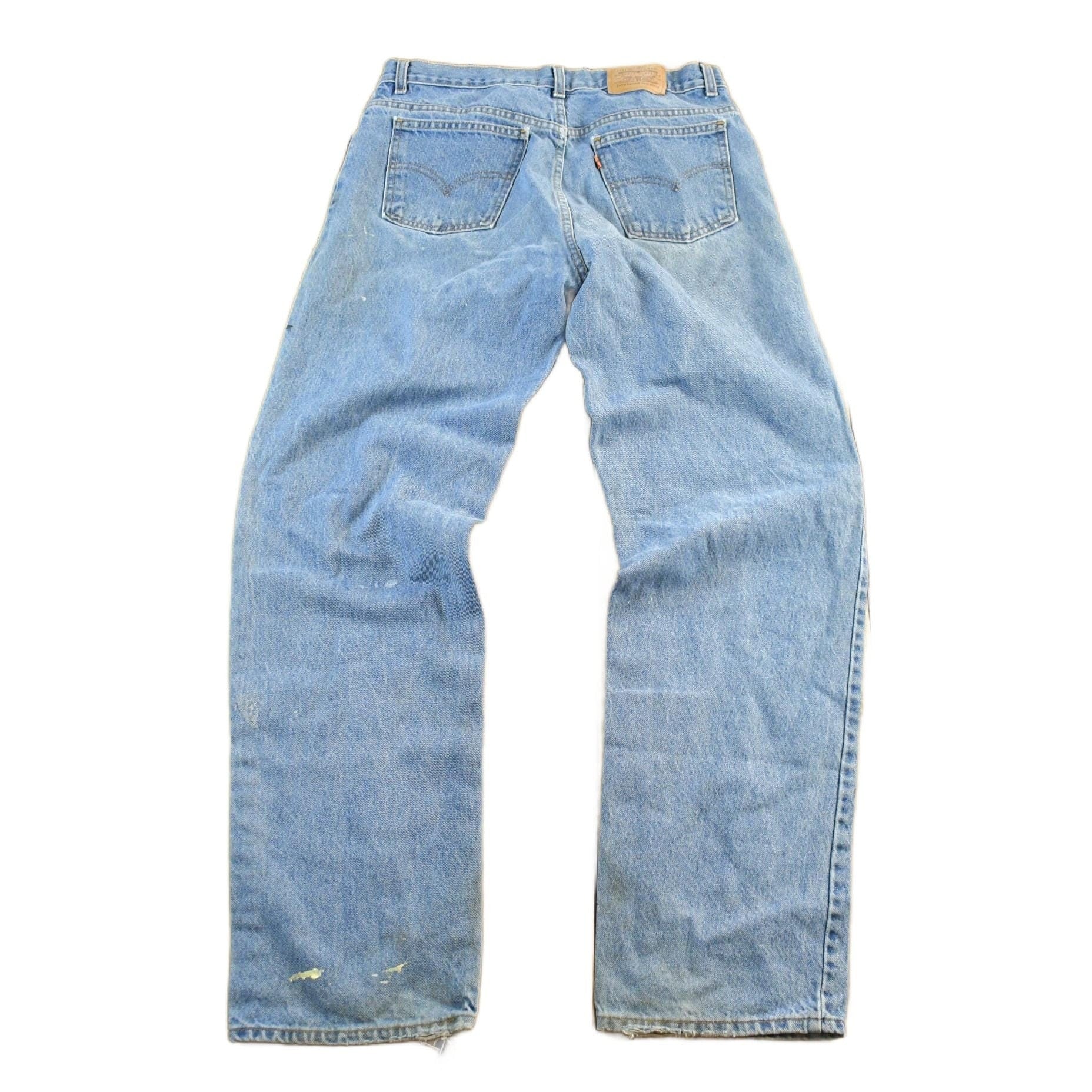 Vintage 1990s Levi's Paint Distressed Orange Tab Denim Jeans Men's 34 x 34 - Image 2