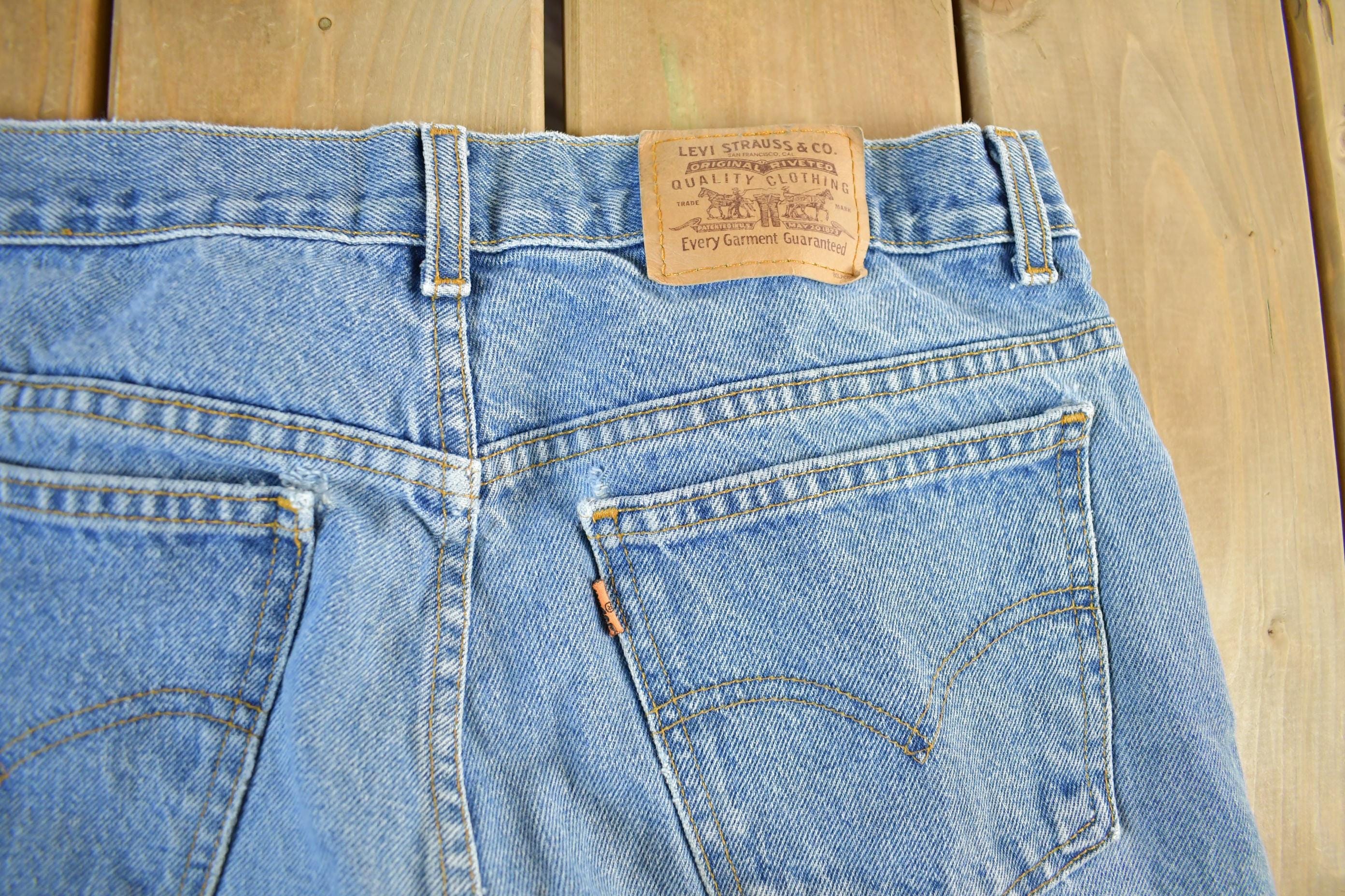 Vintage 1990s Levi's Paint Distressed Orange Tab Denim Jeans Men's 34 x 34 - Image 6