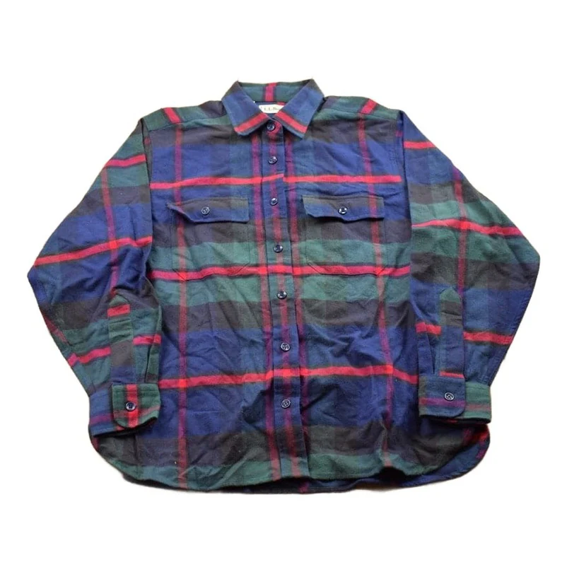 Vintage 1990s LL Bean Plaid Flannel Button Up Shirt