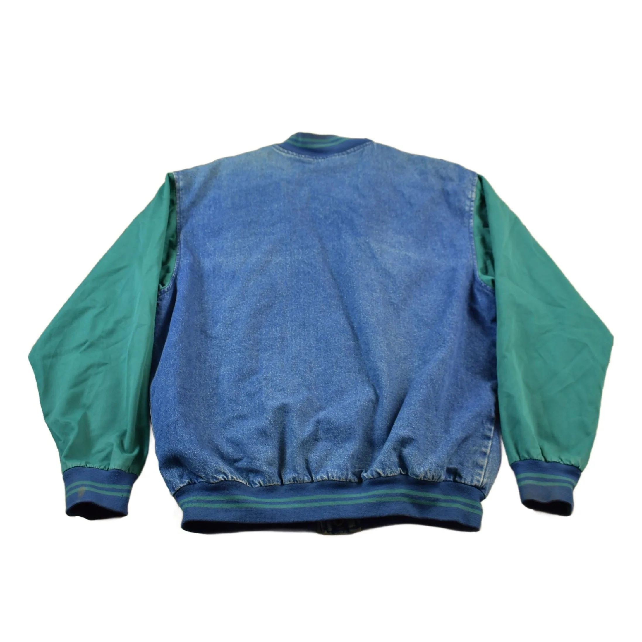 Vintage 1990s Luna Pier Denim Varsity Jacket Men's Large - Image 2