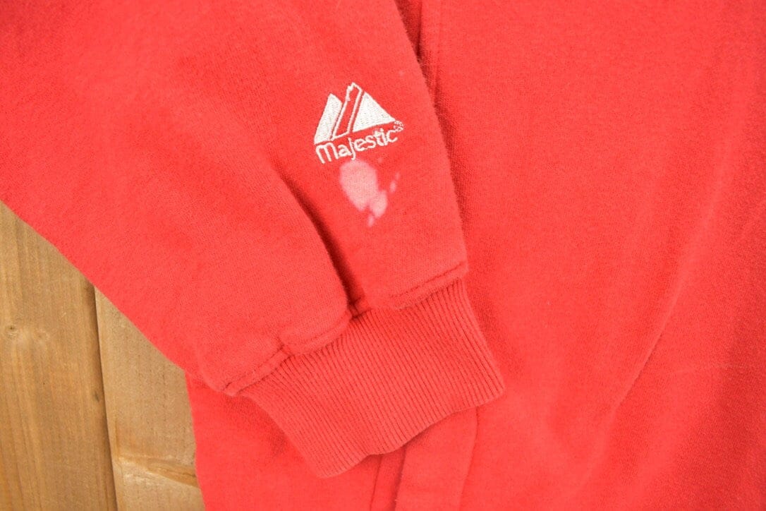 Vintage 1990s Majestic University Of Ohio State Buckeyes Embroidered Hoodie Men's XL - Image 4