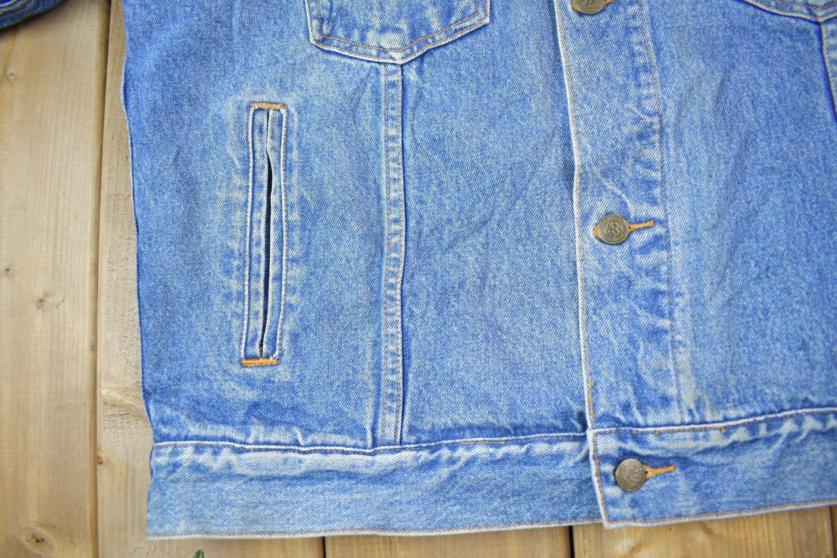 Vintage 1990s Marlboro Country Store Denim Jean Jacket Men's Large - Image 4