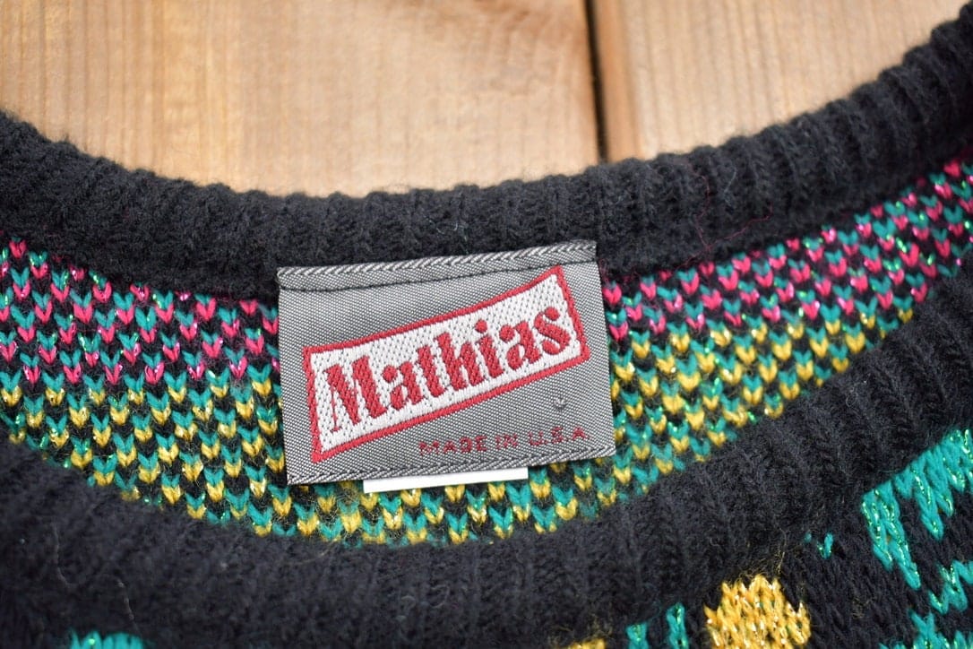 Vintage 1990s Mathias Knitted Floral Crewneck Sweater Men's Small - Image 3