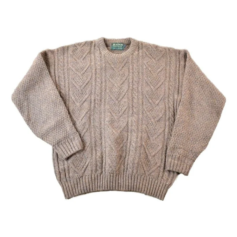 Vintage 1990s Mcadam Knit Wear Abstract Pattern Crewneck Sweater Made In Scotland Men's Large