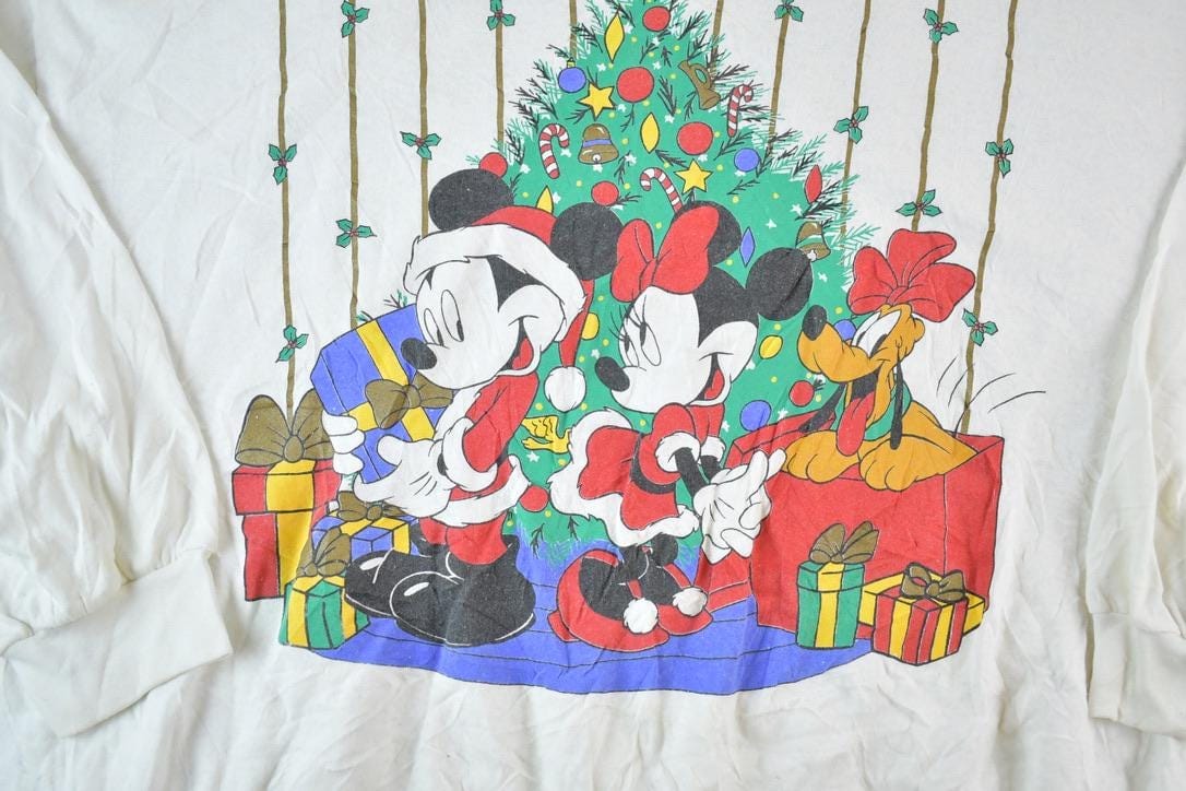 Vintage 1990s Mickey Mouse Disney Christmas Crewneck Men's 2XL - Image 3