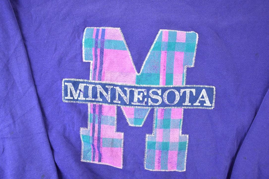 Vintage 1990s Minnesota Big Plaid M Souvenir Crewneck Sweatshirt Made In USA Men's XL - Image 4