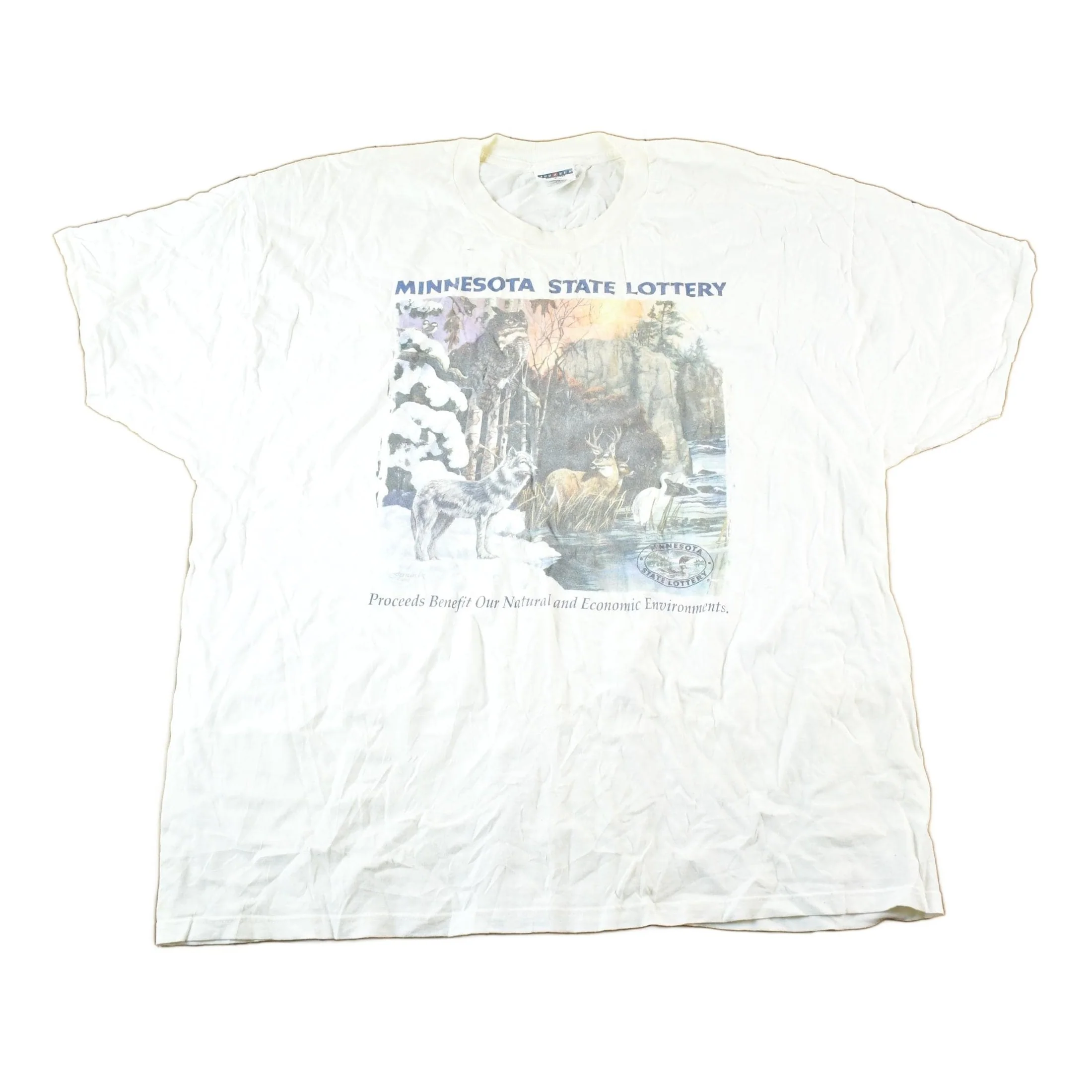 Vintage 1990s Minnesota State Lottery Nature T-Shirt Mens XL