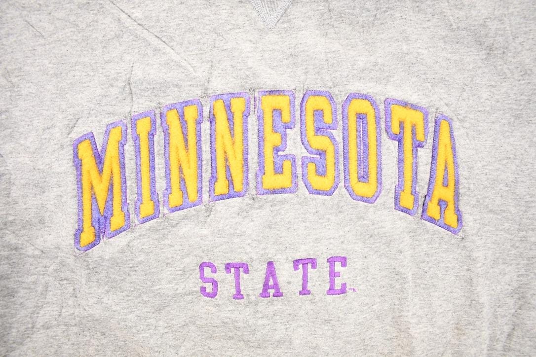 Vintage 1990s Minnesota State University Big Cotton Gear For Sports Crewneck Mens L - Image 3