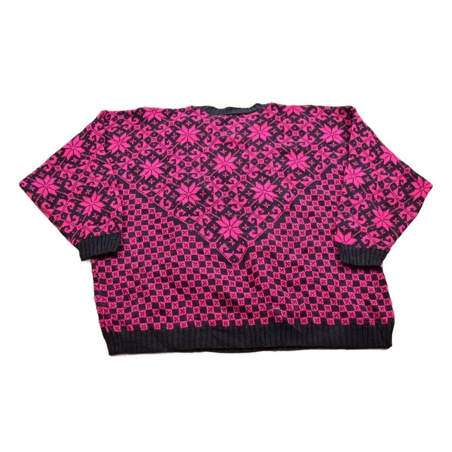 Vintage 1990s Monogram Knitted Crewneck Sweater Women's XL - Image 2