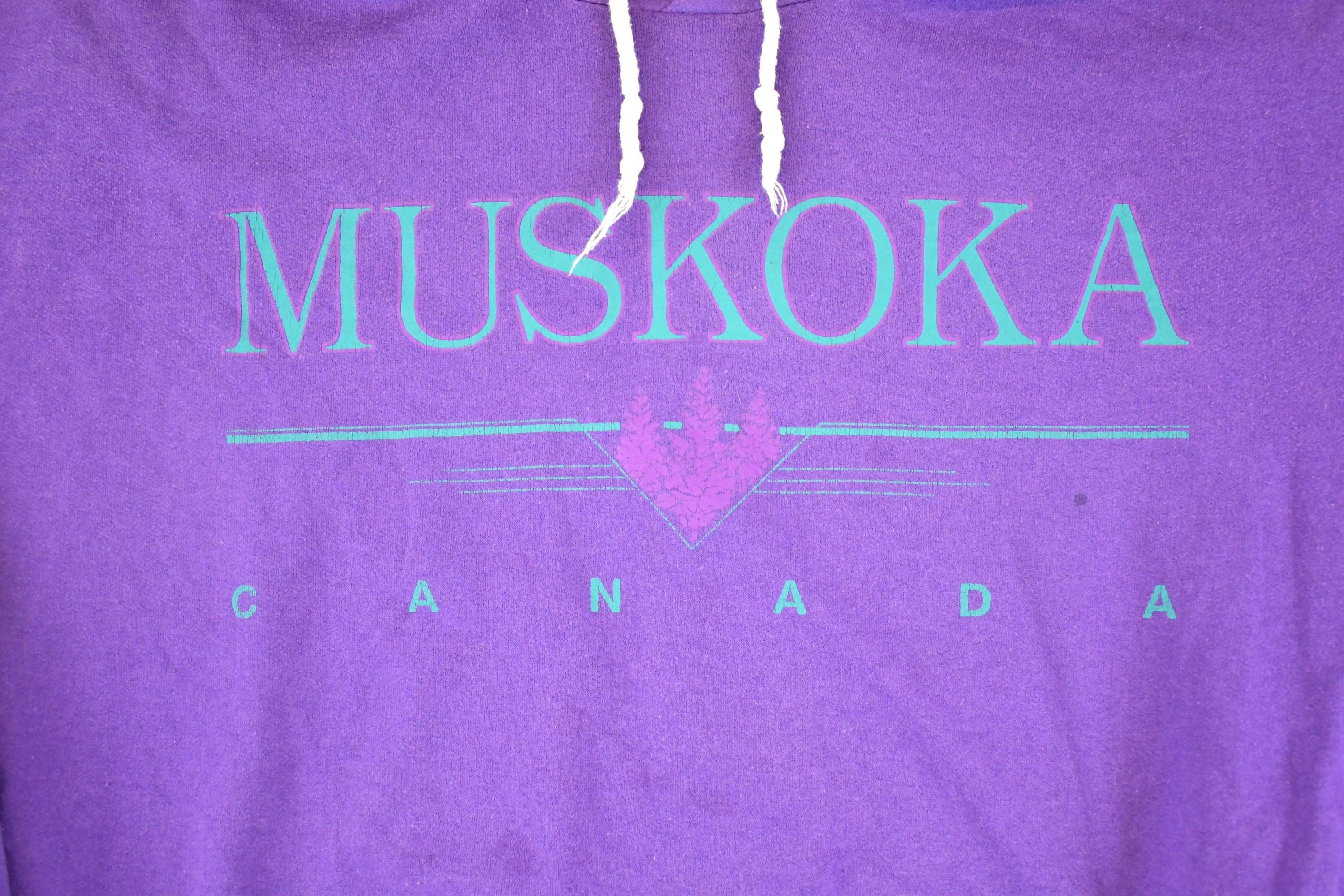Vintage 1990s Muskoka Canada Souvenir Hoodie Sweatshirt Men's XL - Image 3