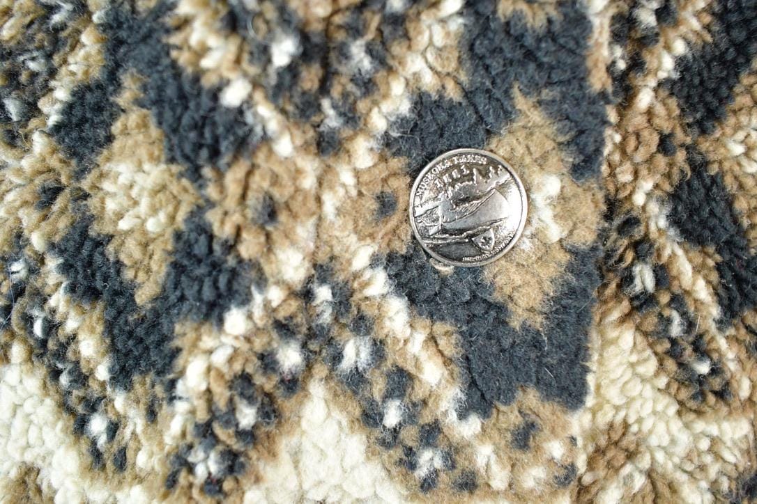 Vintage 1990s Muskoka Lakes All Over Print Abstract Pattern Button Up Fleece Sweater Mens L - Image 4