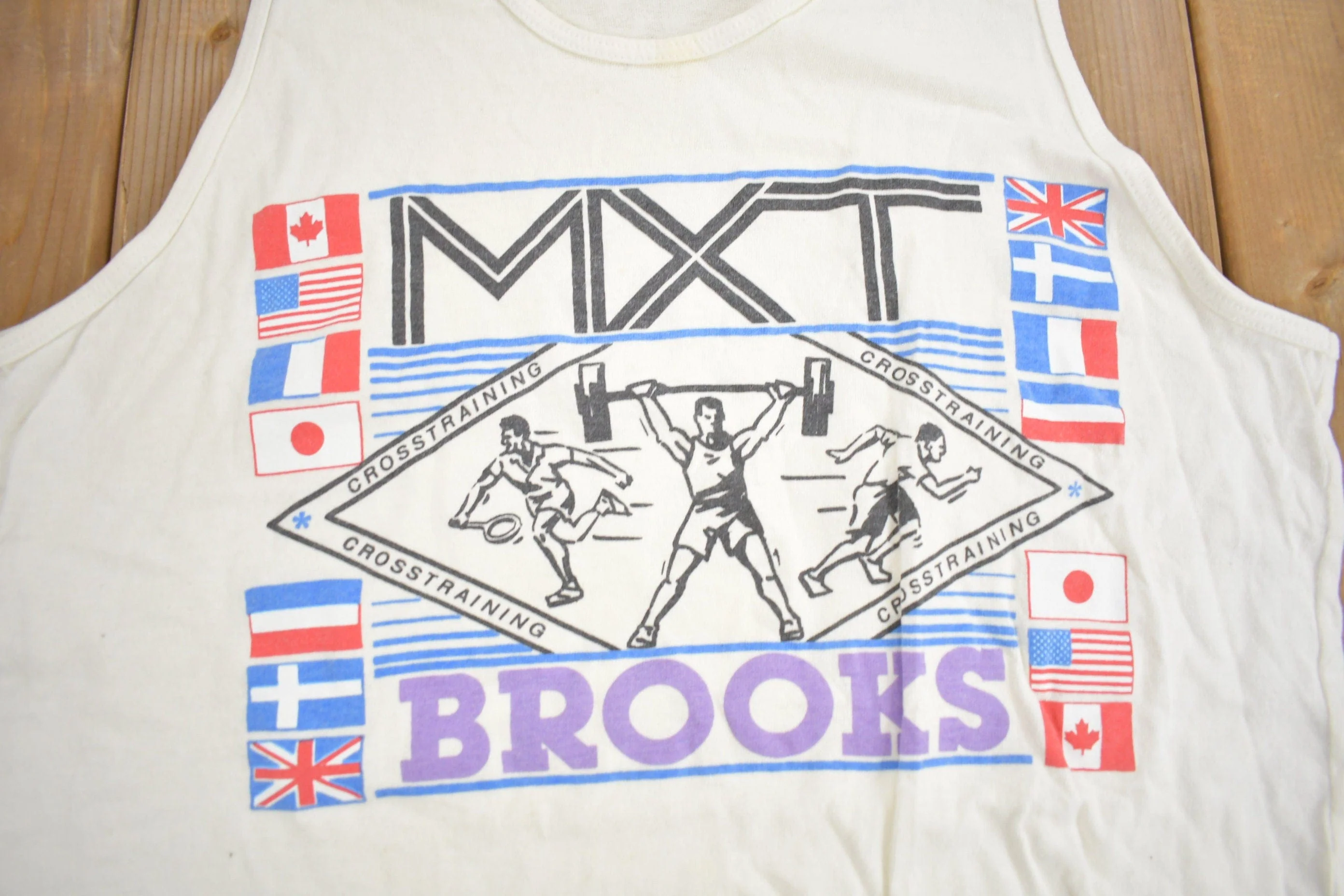 Vintage 1990s MXT Brooks Cross Training Graphic Tank Top Shirt Men's Medium - Image 3