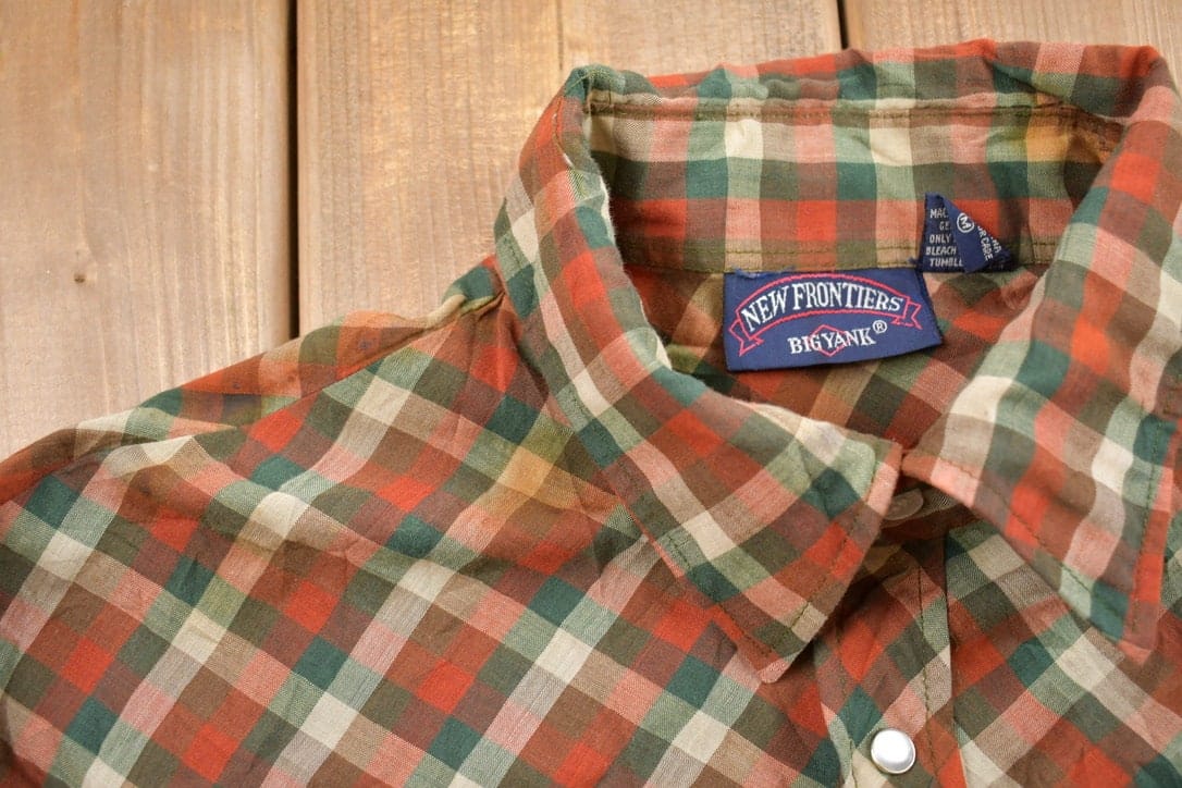 Vintage 1990s New Frontiers Big Yank Plaid Button Up Shirt Men's Medium - Image 5