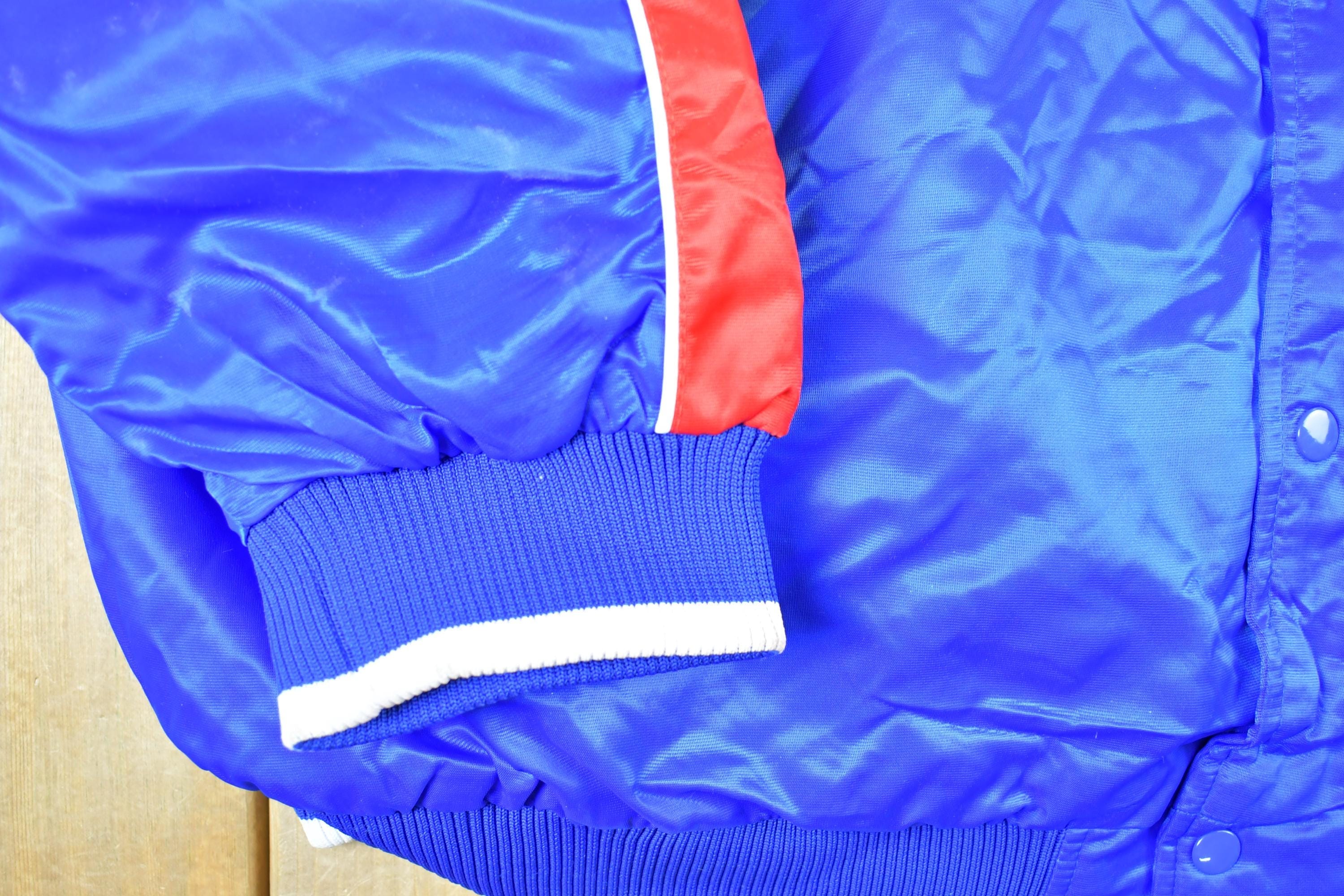 Vintage 1990s New Jersey Nets Hardwood Classics Satin Button Down Puffer Bomber NBA Basketball Jacket Men's 3XL - Image 6